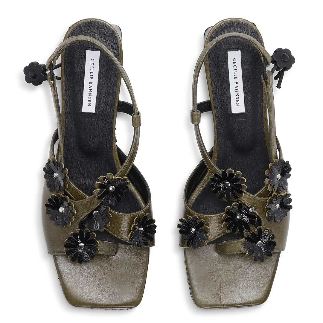 ARNA | SANDAL TEXTURED LEATHER OLIVE