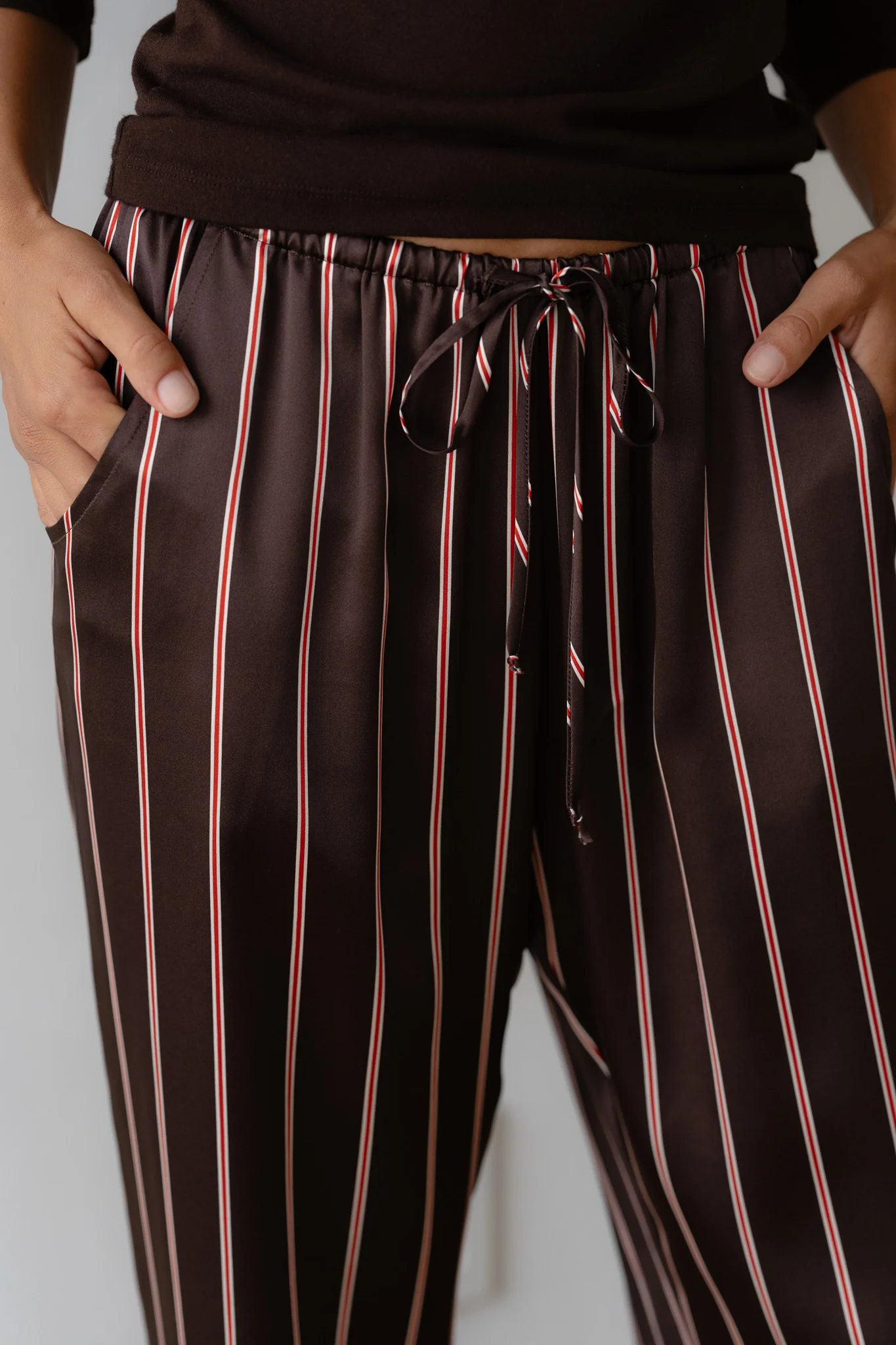 The Silk Pinstripe Drawstring Pant
