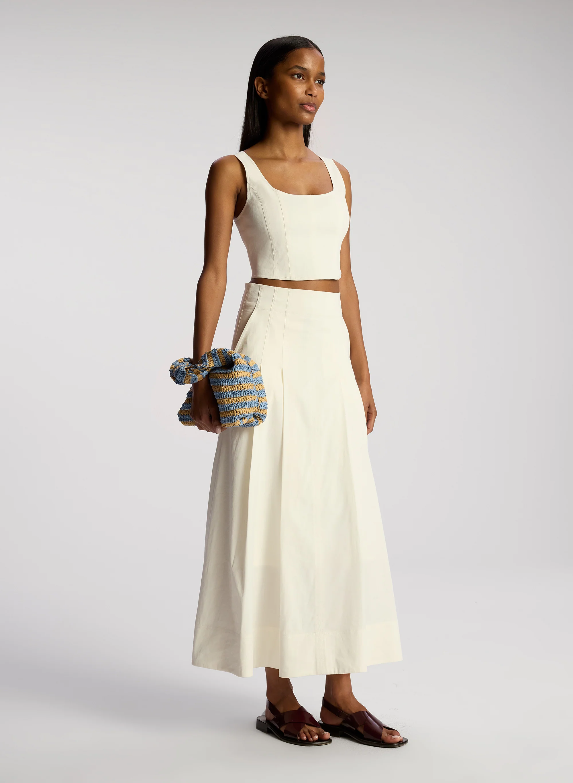 Parker Striped Raffia Bag