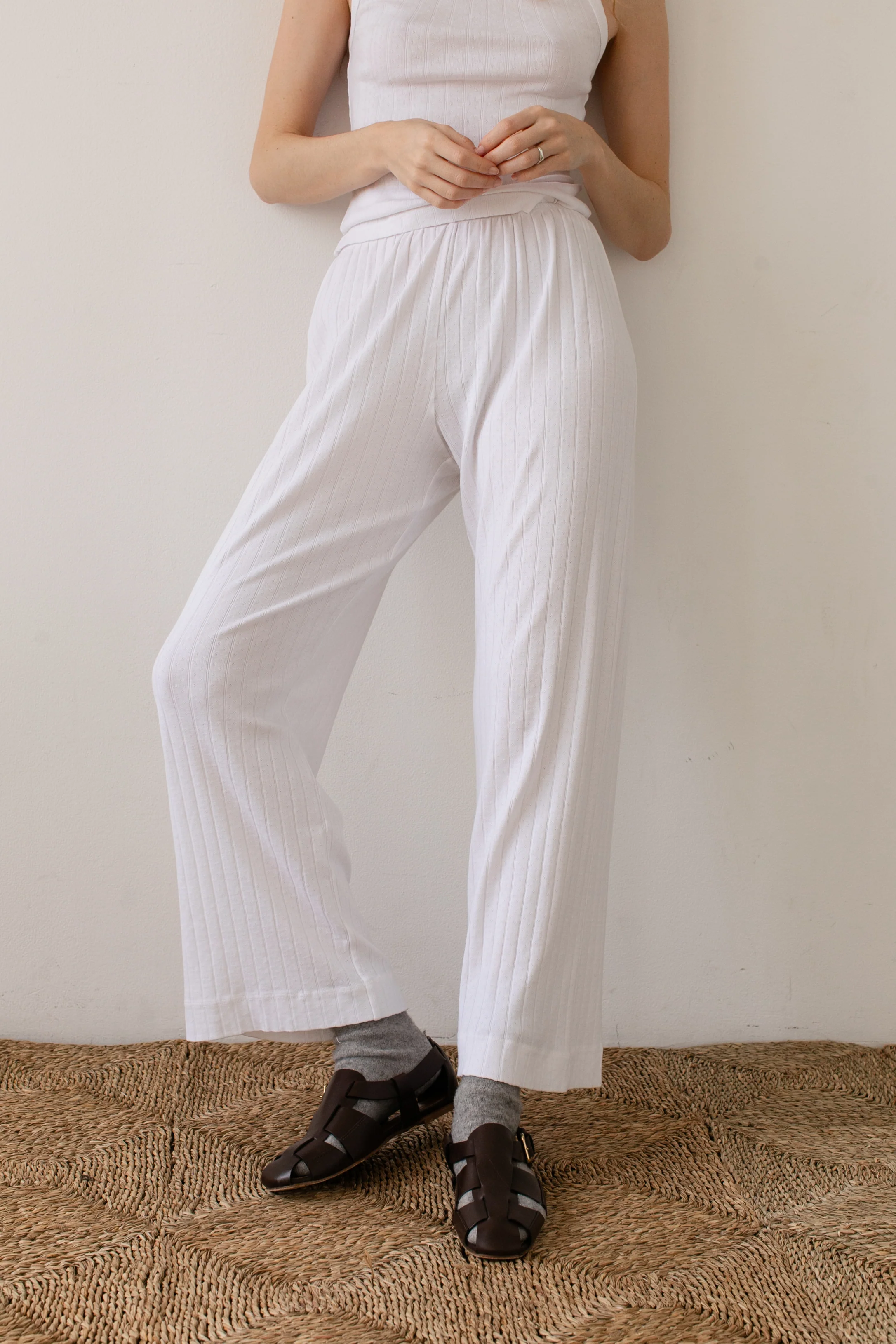 The Pointelle Simple Crop Pant