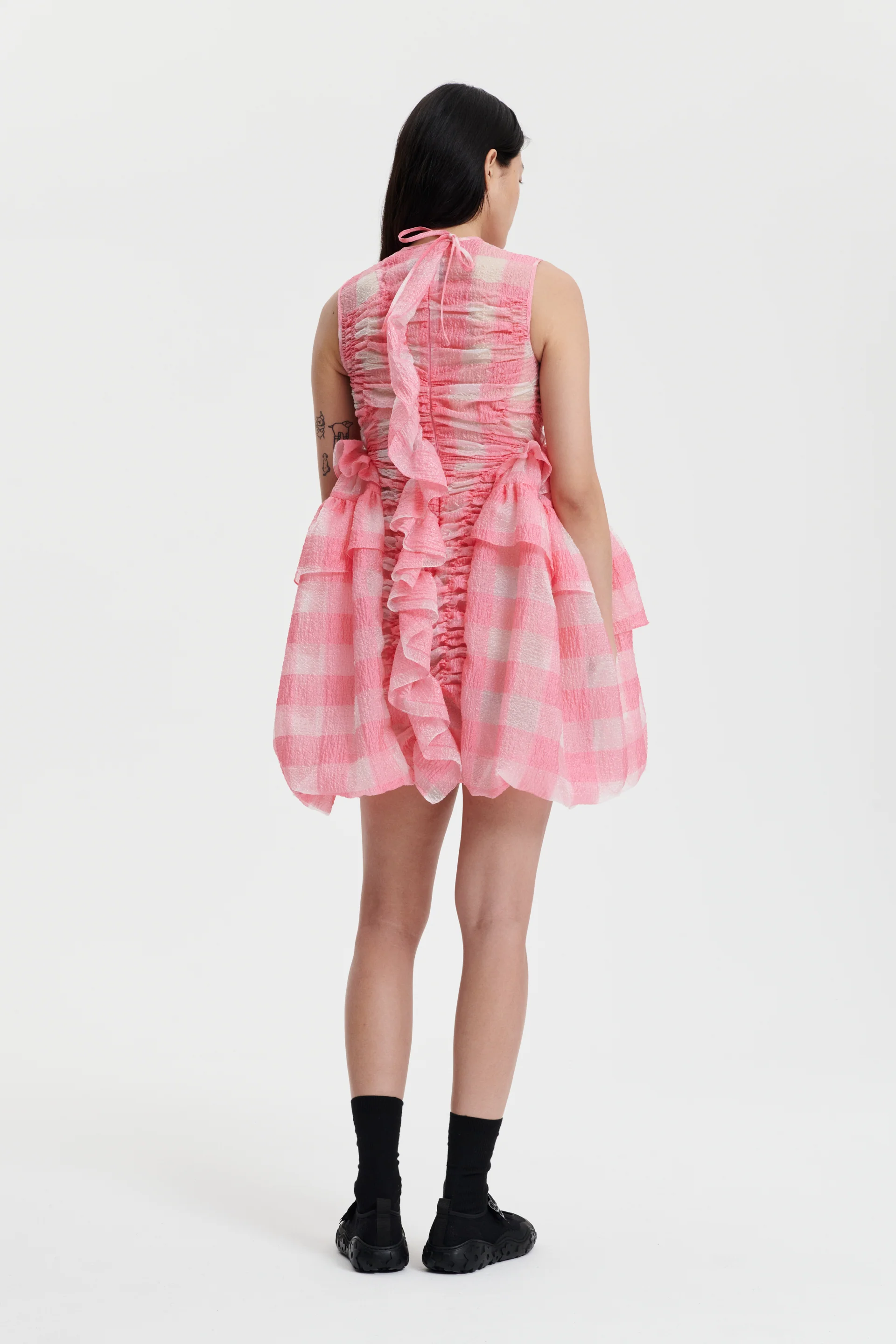 GISELLE | DRESS GINGHAM JACQUARD SORBET PINK