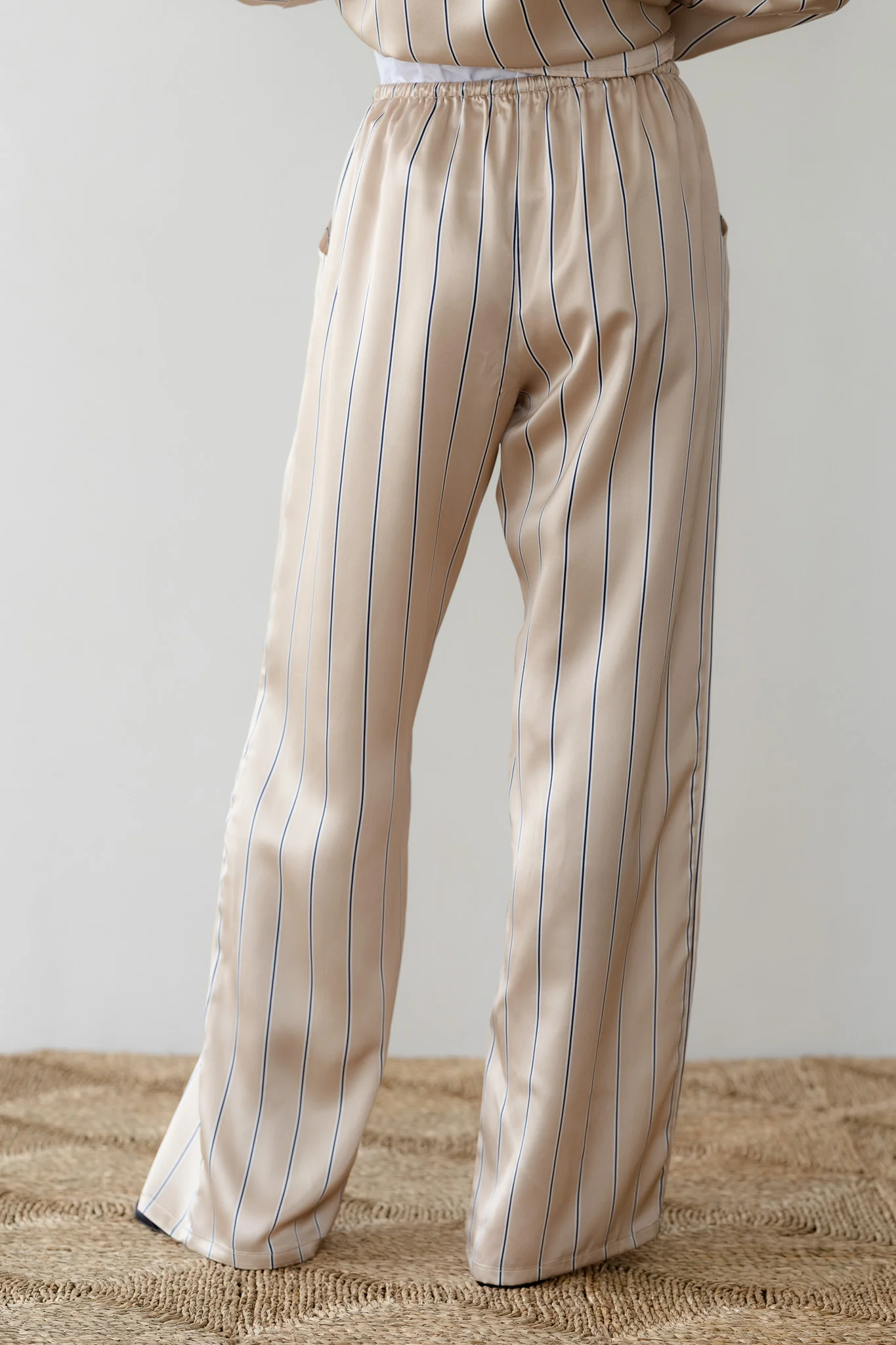 The Silk Pinstripe Drawstring Pant
