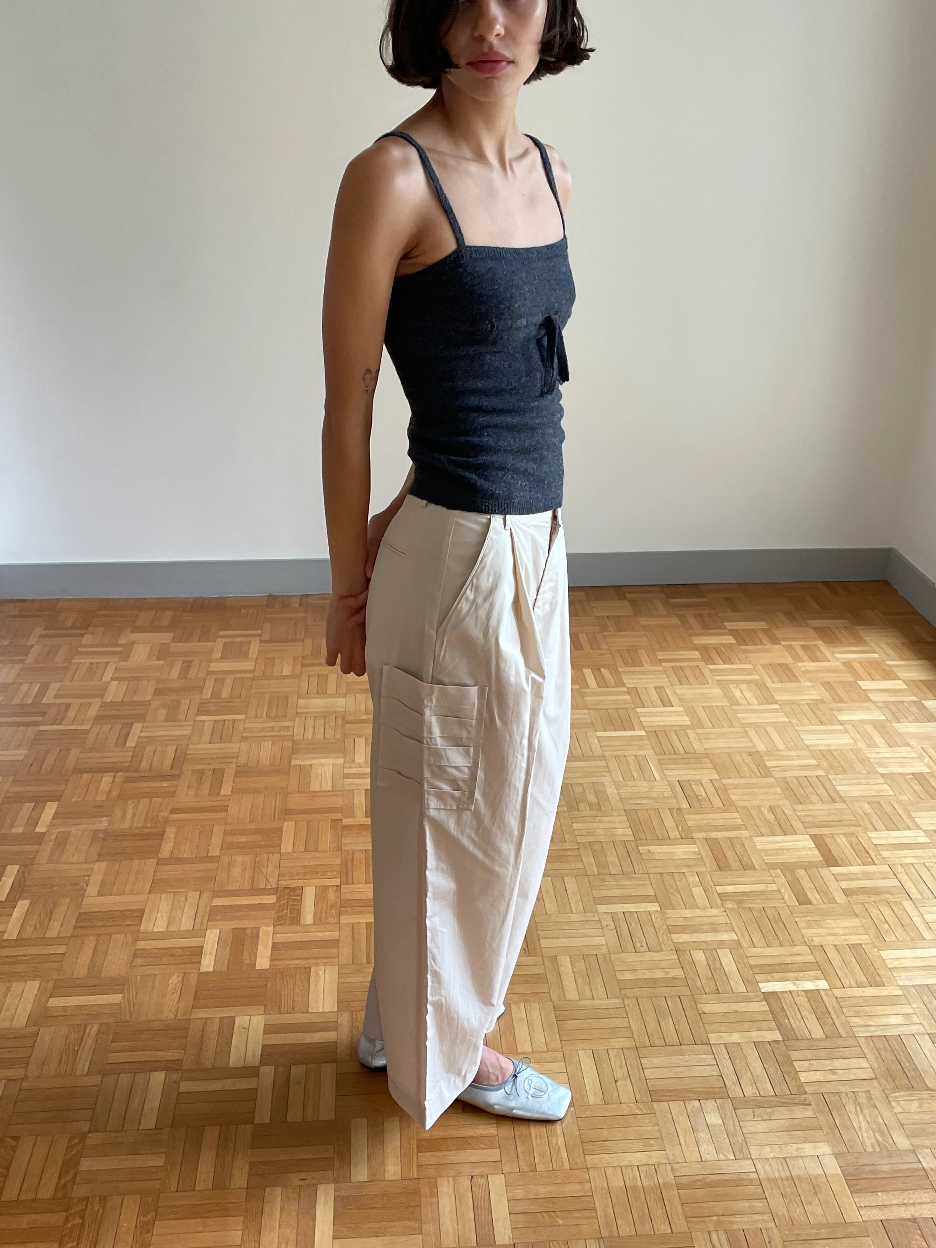 Gathered Pocket Pant - Off White