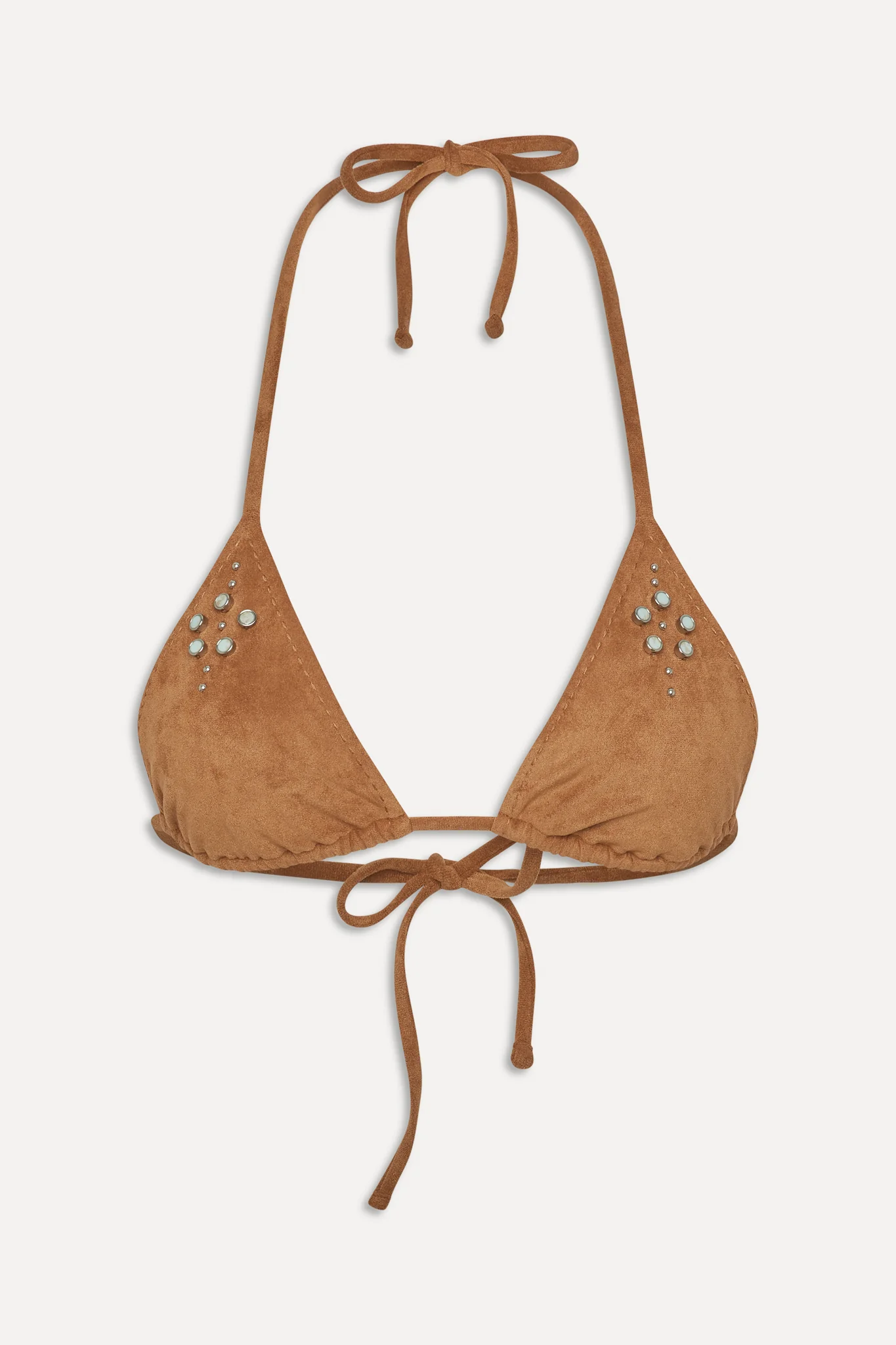 x BELLA HADID Paradise Suede Halter Bikini Top - Sunkissed Suede