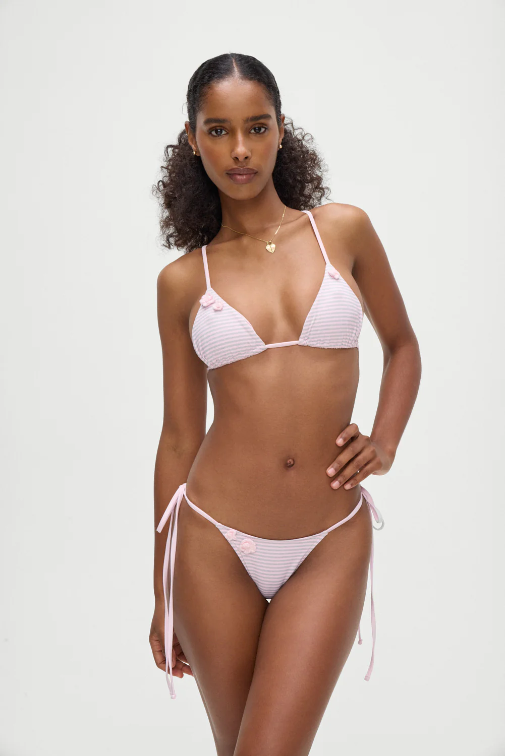 Lumia Triangle Bikini Top - Rosewater Stripe