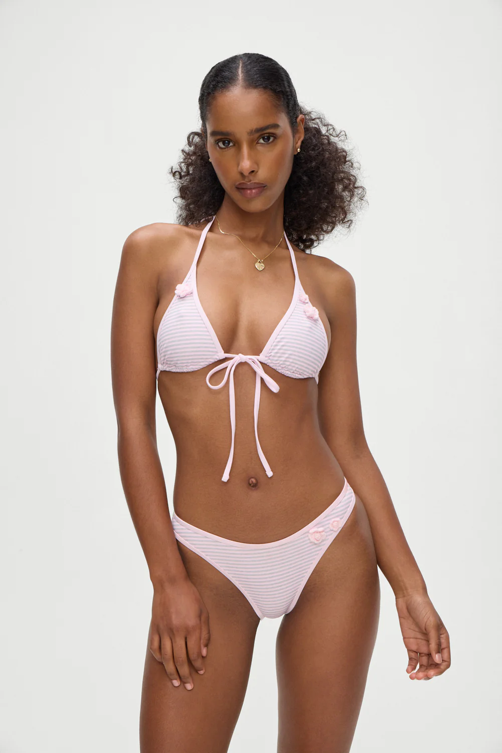 Paradise Micro Halter Bikini Top - Rosewater Stripe