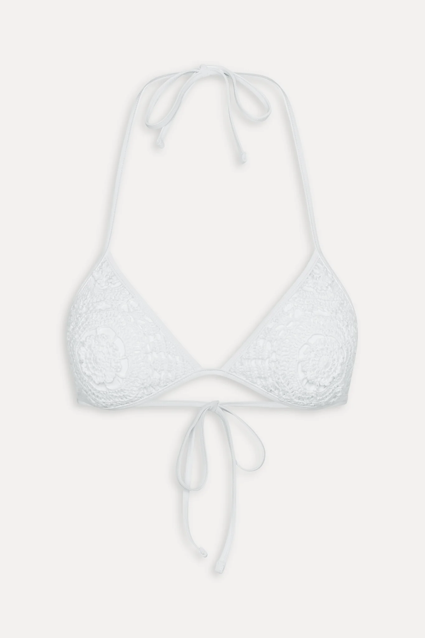 Hudson Crochet Triangle Bikini Top - White