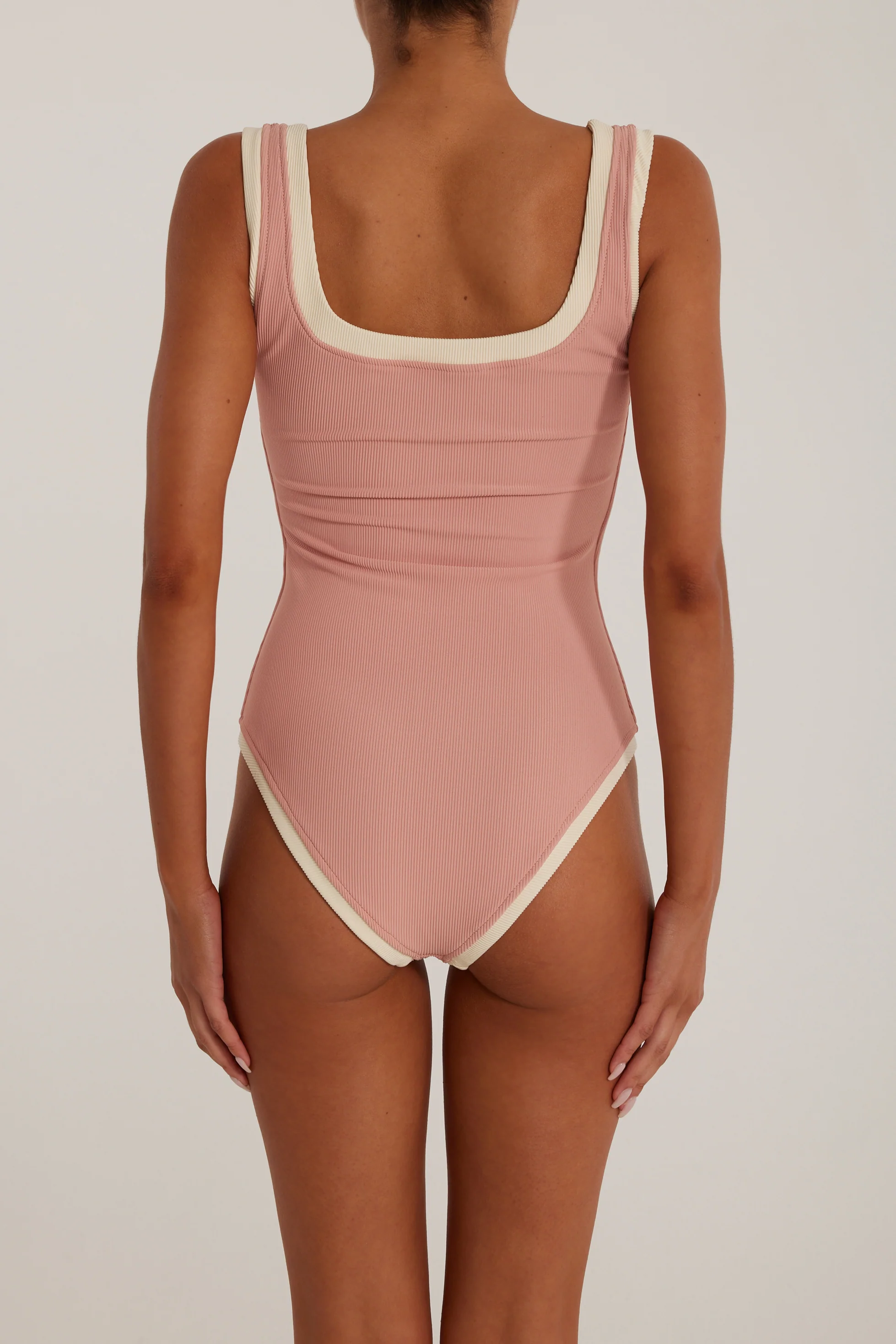 The Grace Tank One Piece (Ribbed Blush/Cream)