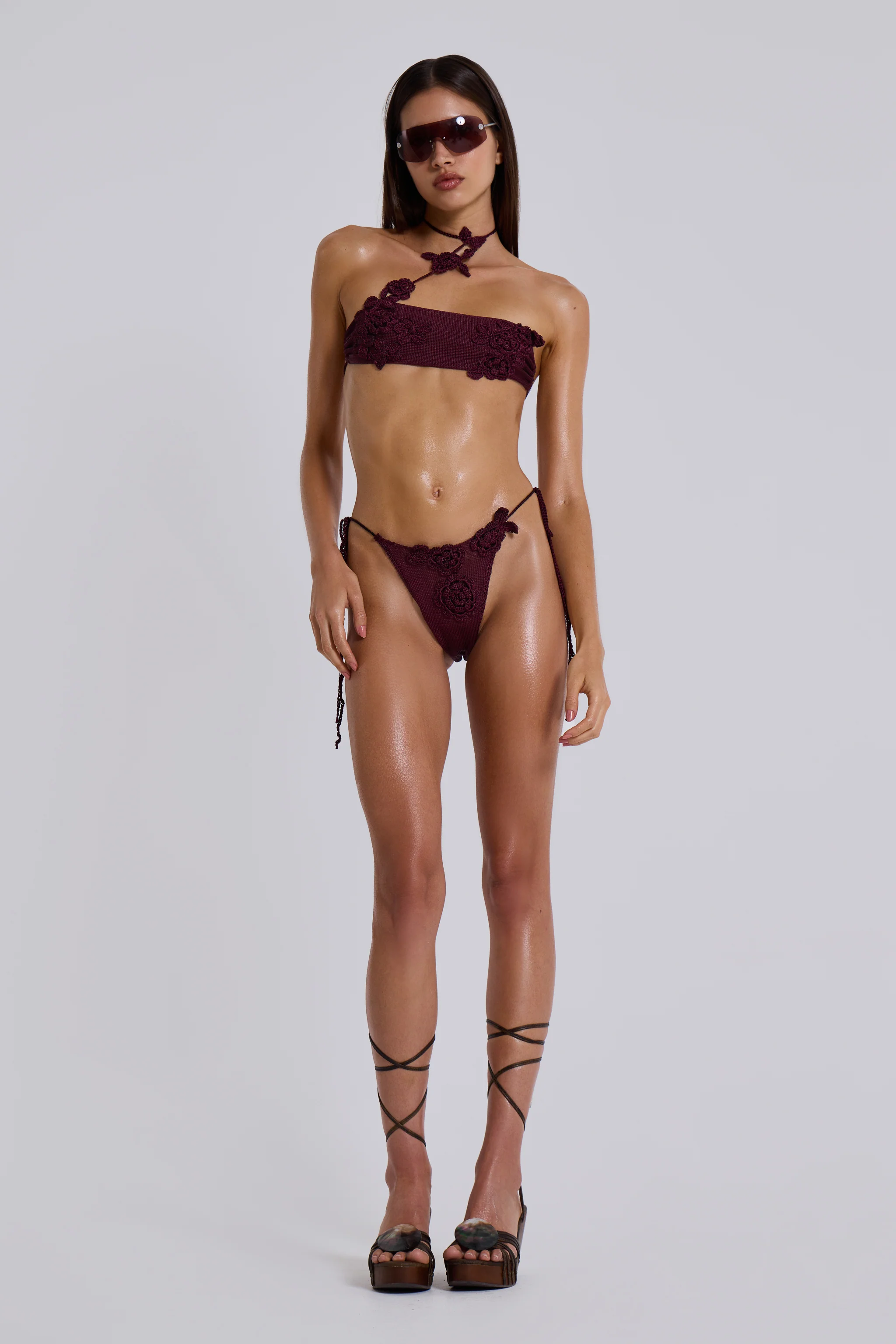 Alira Knit Flower Bandeau Bikini Top