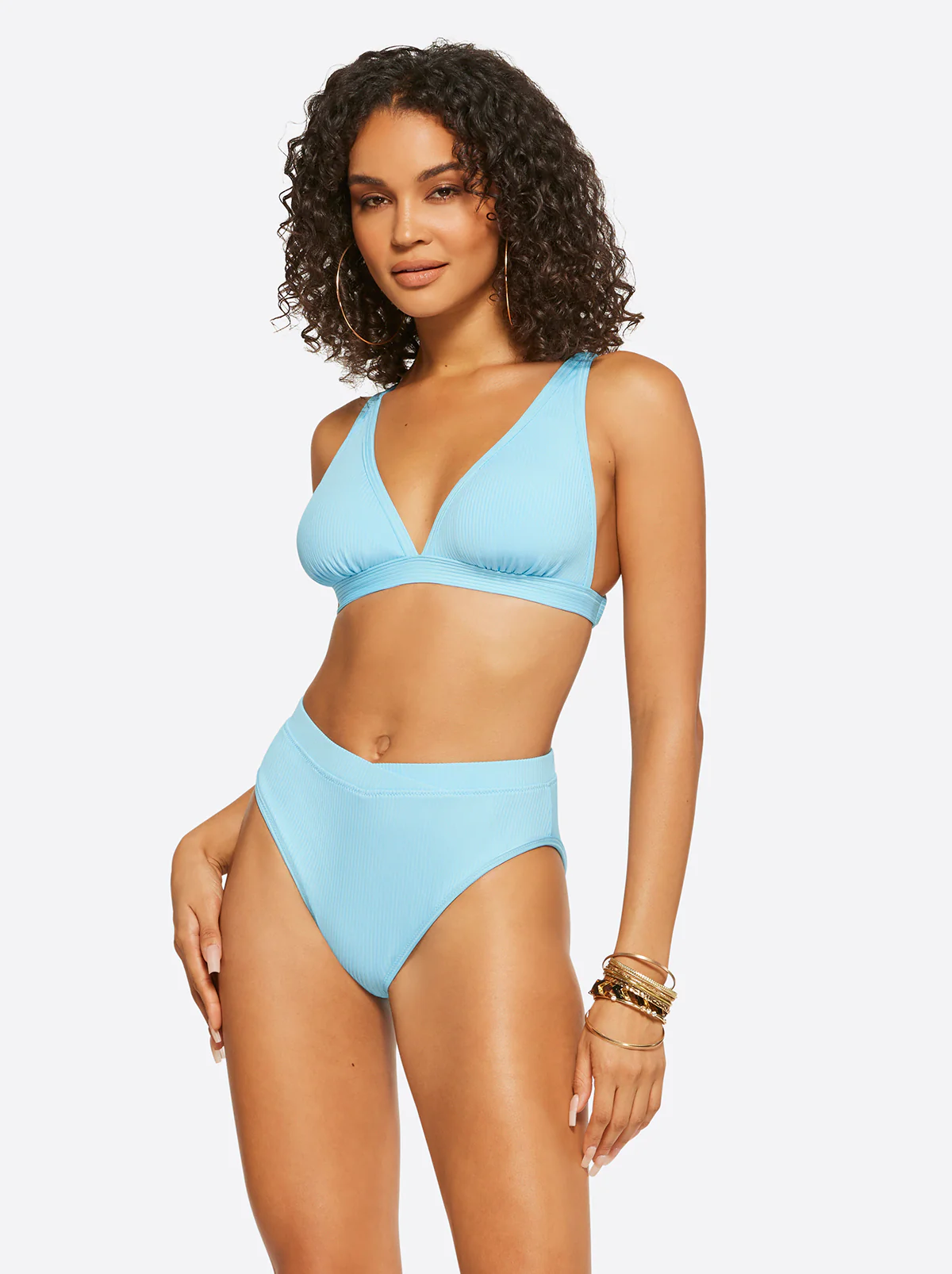 Textured Solids Full Support Triangle Bra in Sky