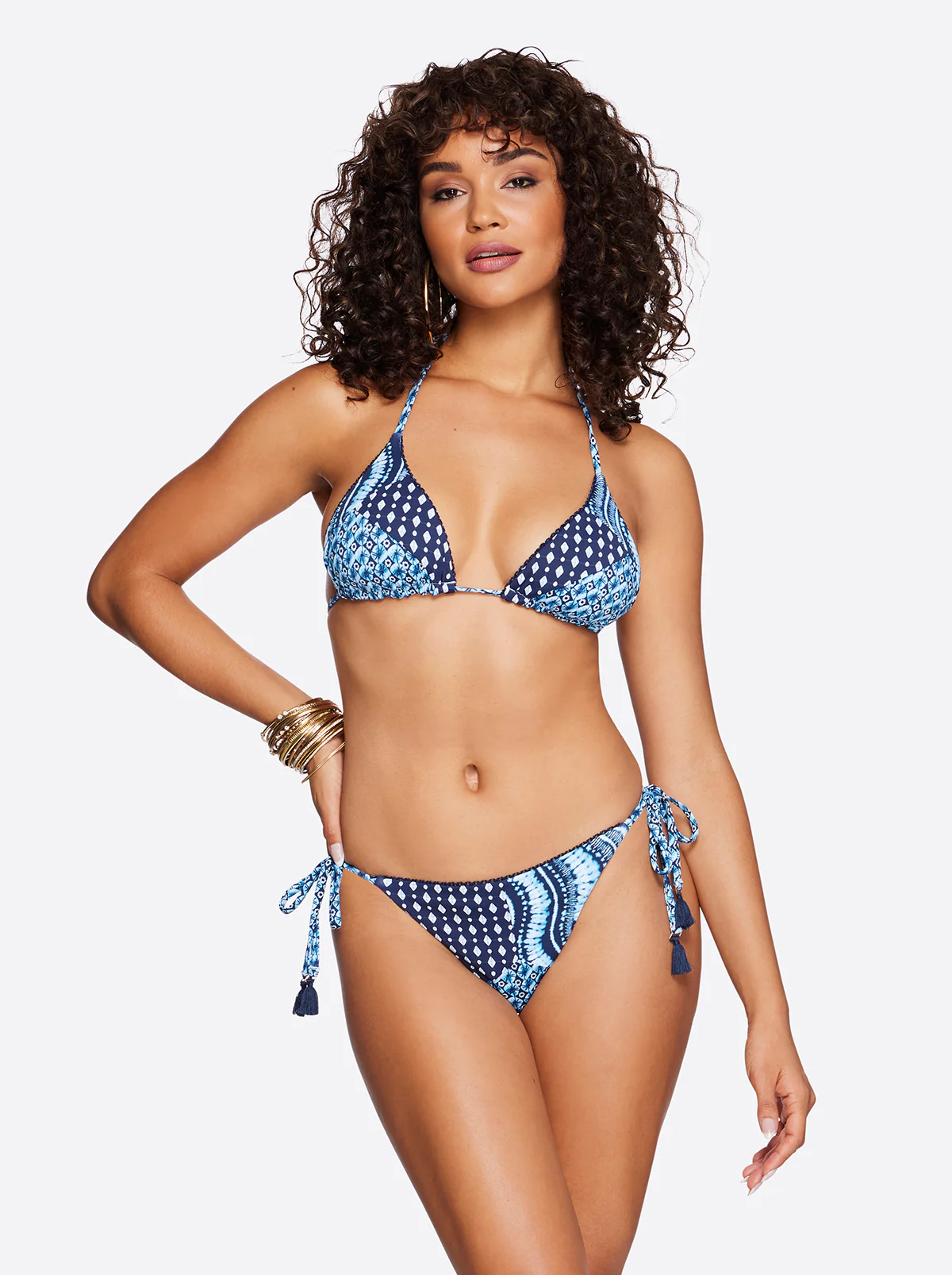 Reversible Triangle Bikini Top in Shibori