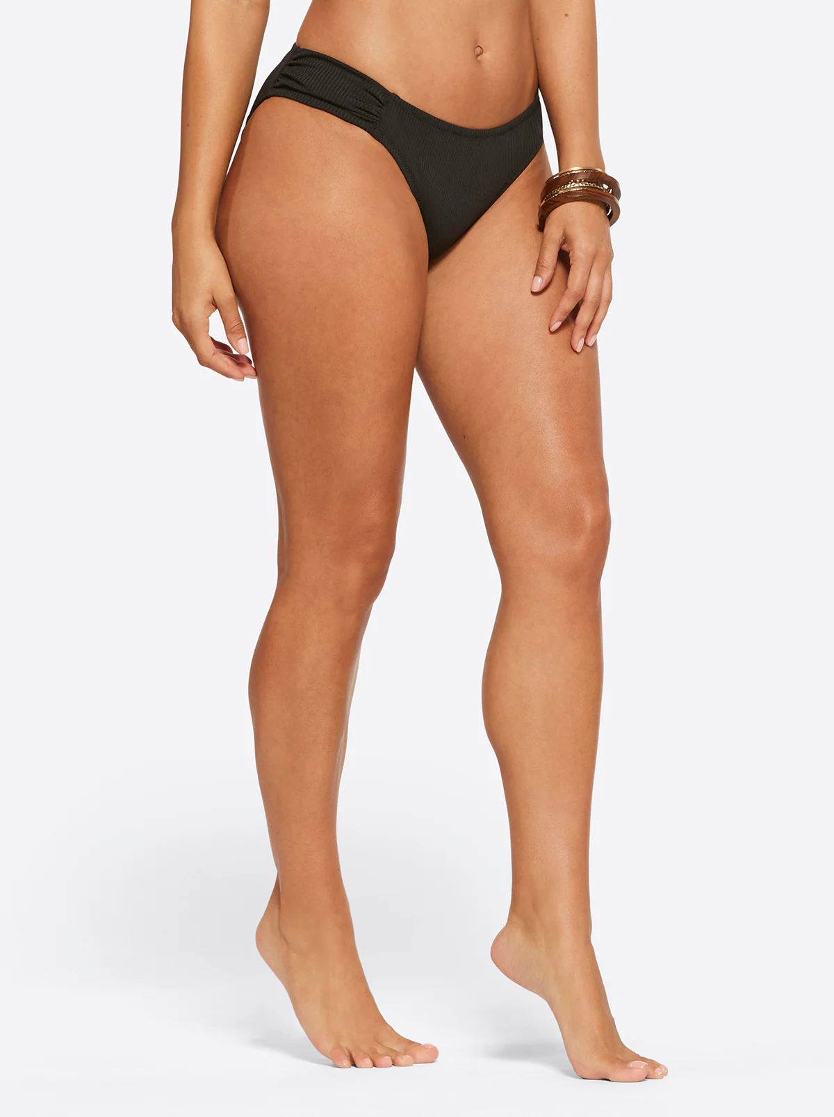 Textured Solids Side Shirred Hipster in Black