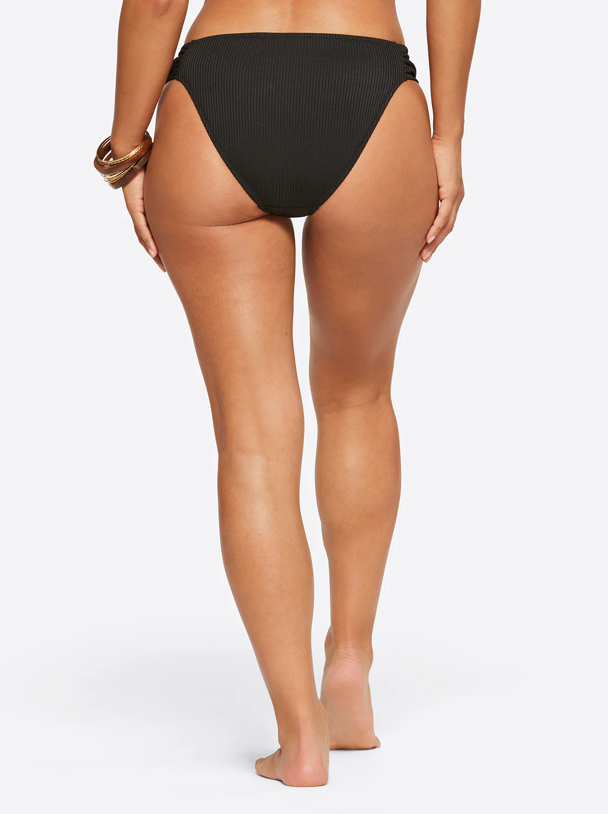 Textured Solids Side Shirred Hipster in Black