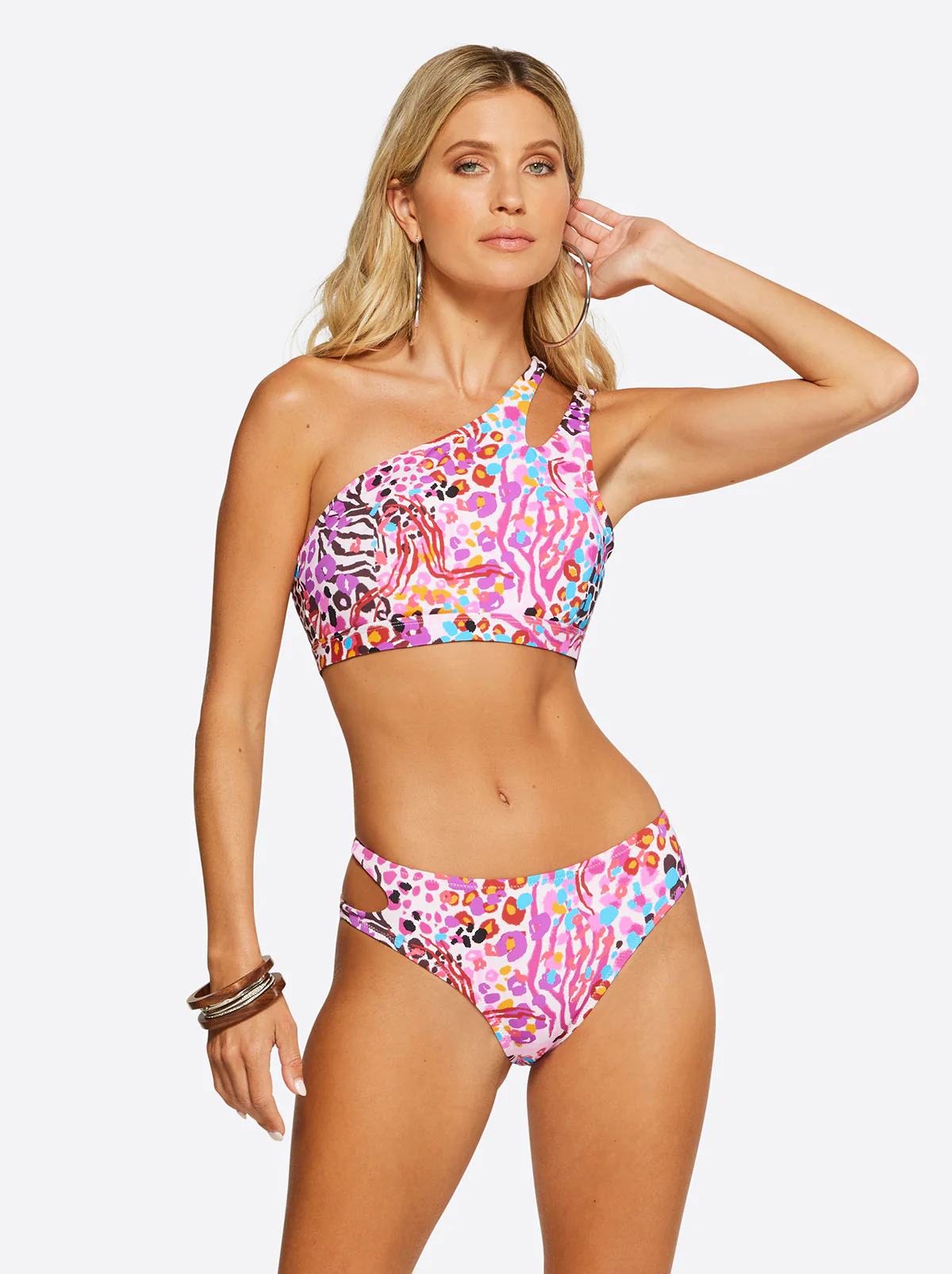 French Exit One Shoulder Top in Pink Multi