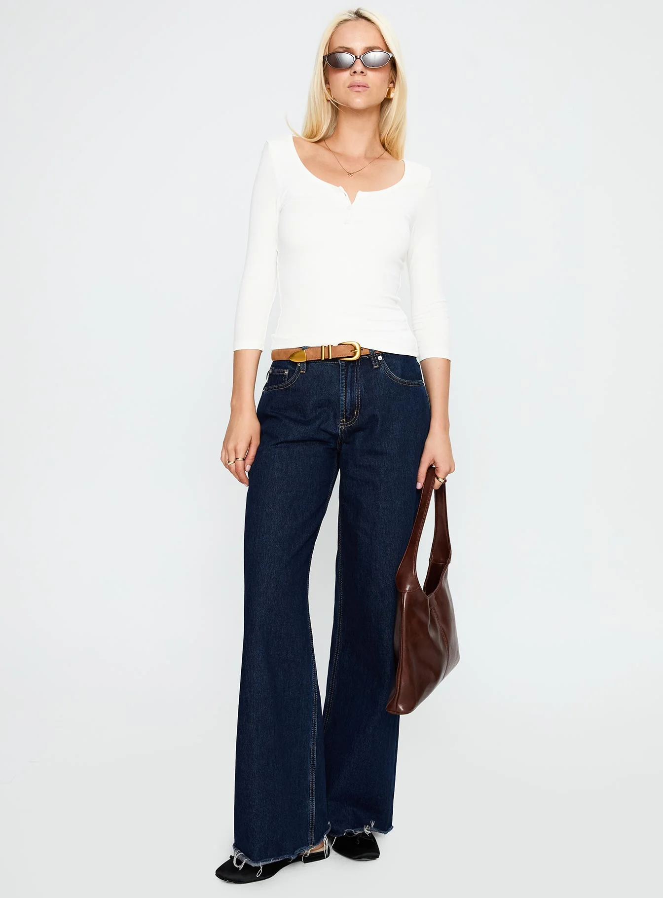 Desirae 3/4 Sleeve Top White