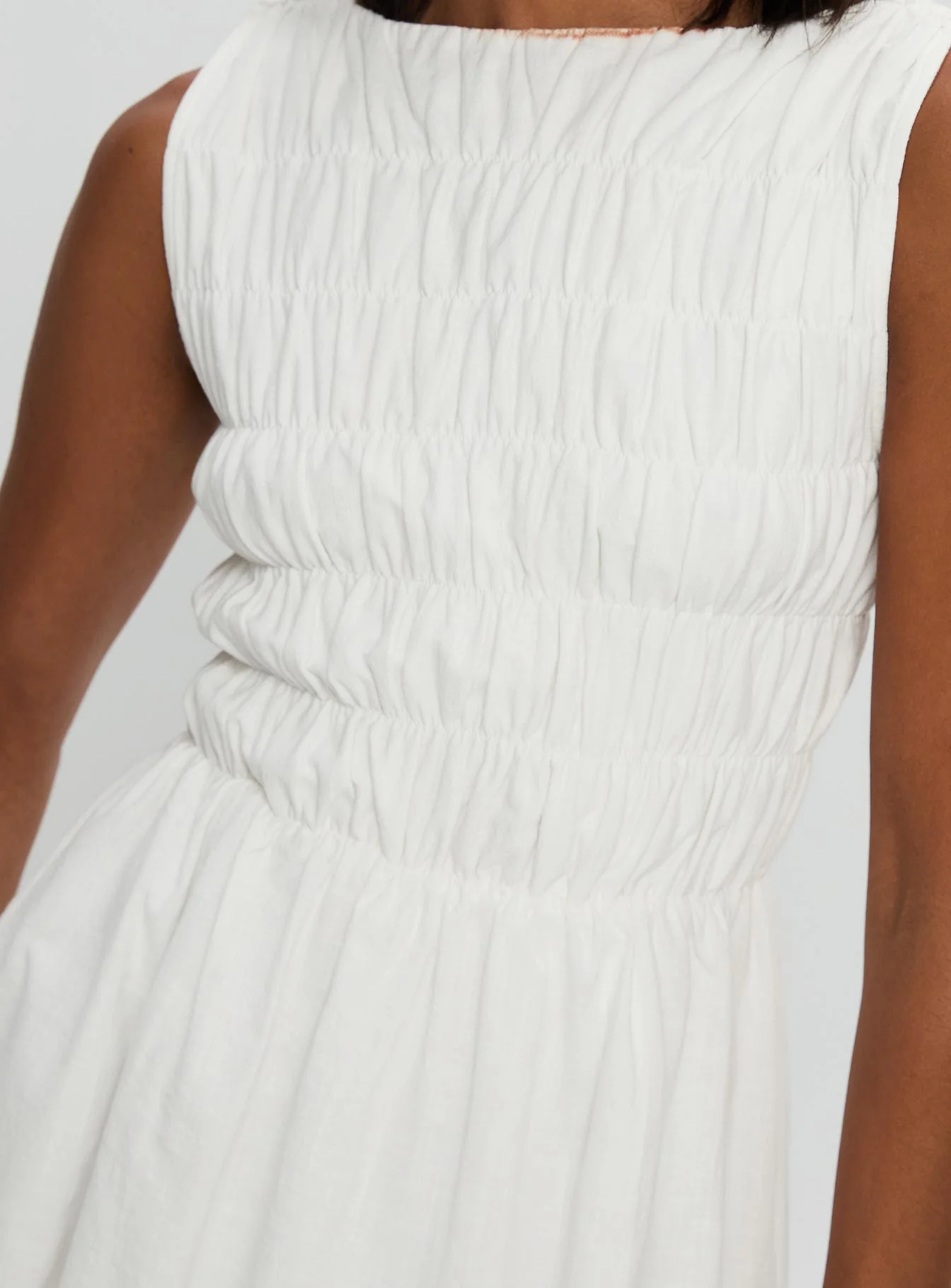 Melona Shirred Mini Dress White