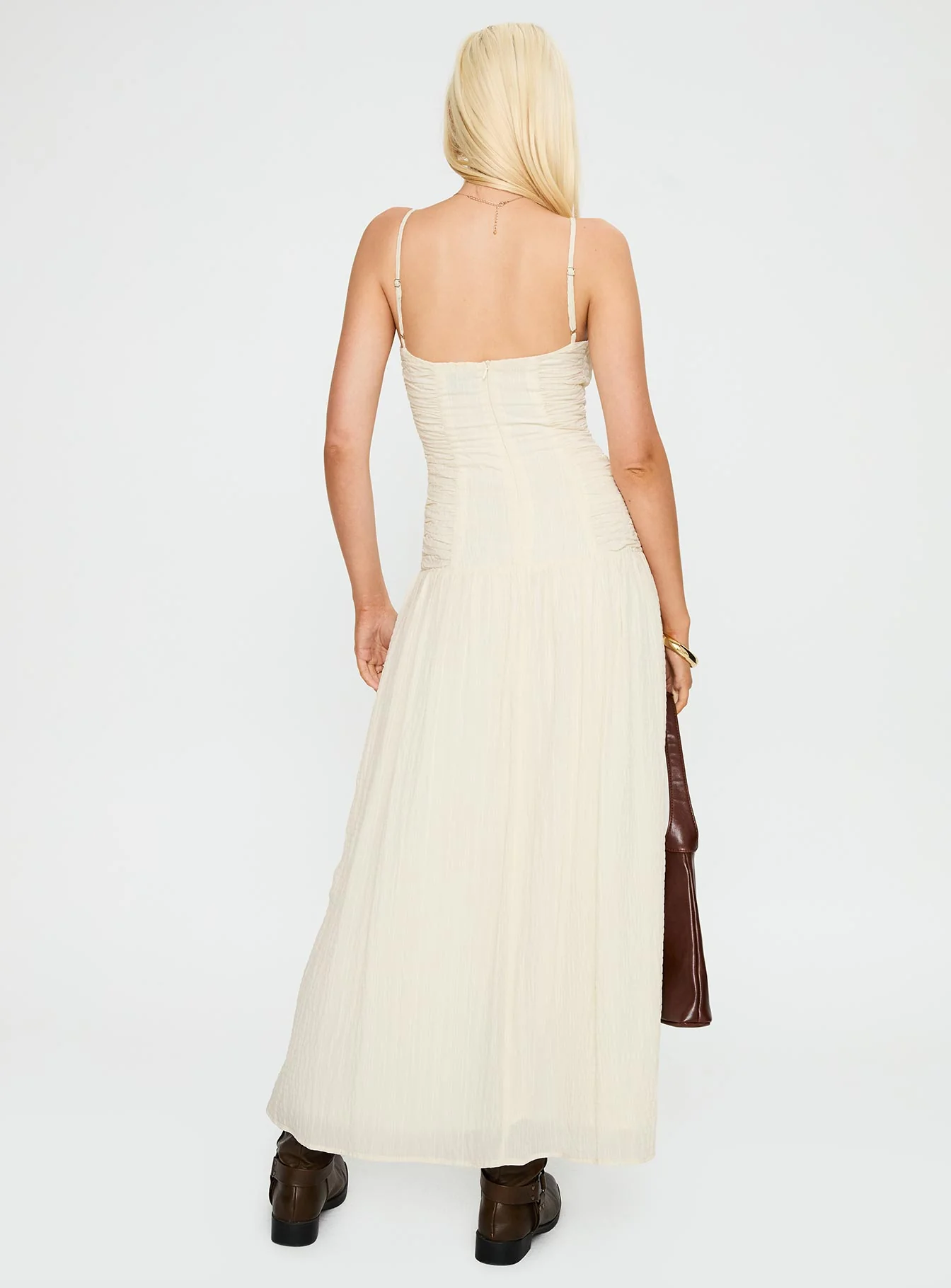 Quinley Shirred Maxi Dress Cream