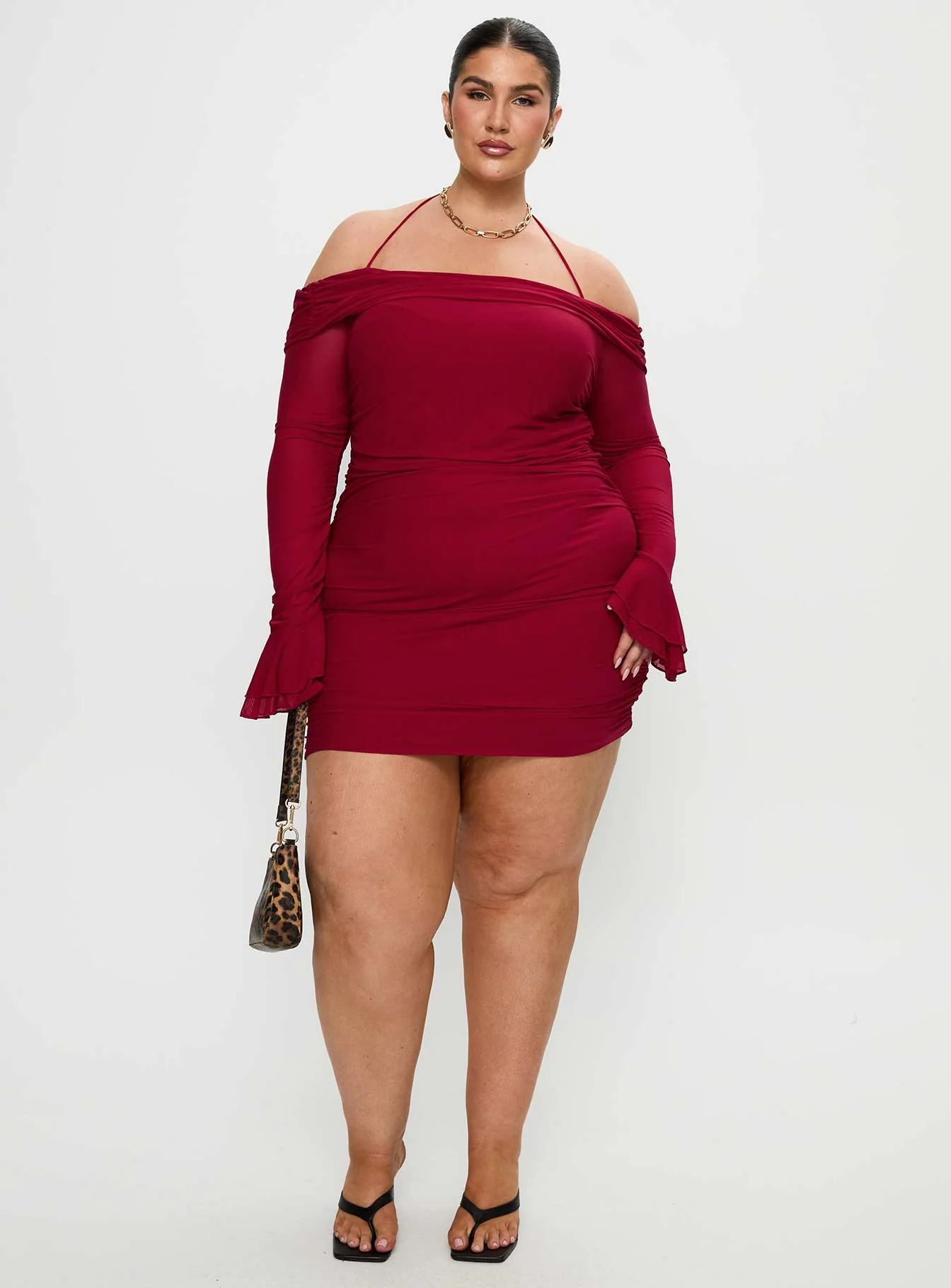 Taylon Off The Shoulder Mini Dress Red Curve