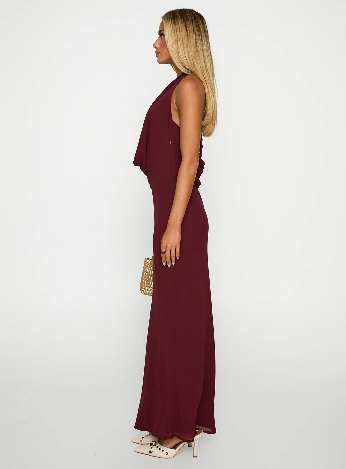 Vortexa Halter Maxi Dress Currant