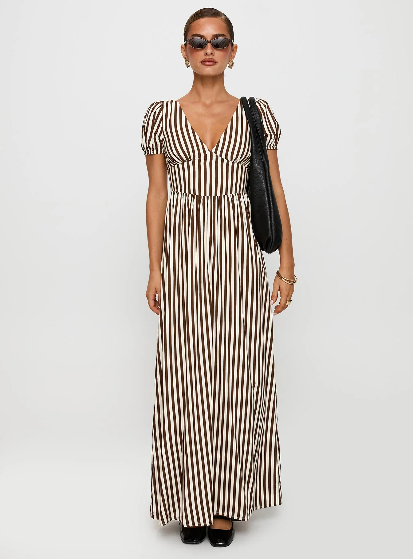 Collyns Maxi Dress Beige Pinstripe
