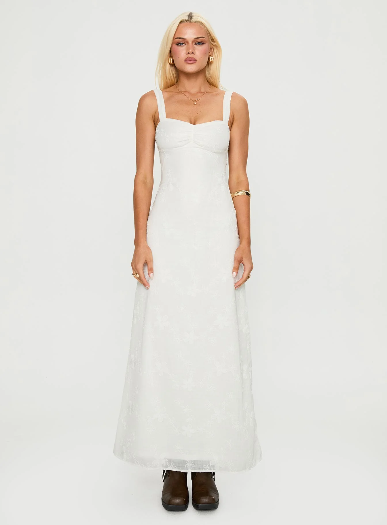 Maisone Broderie Maxi Dress White