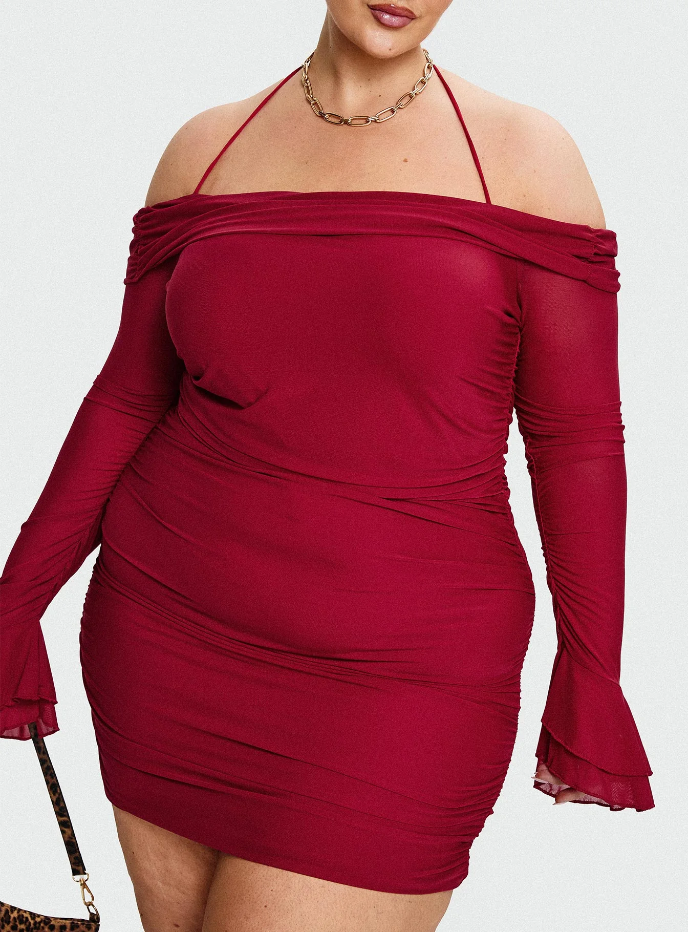 Taylon Off The Shoulder Mini Dress Red Curve