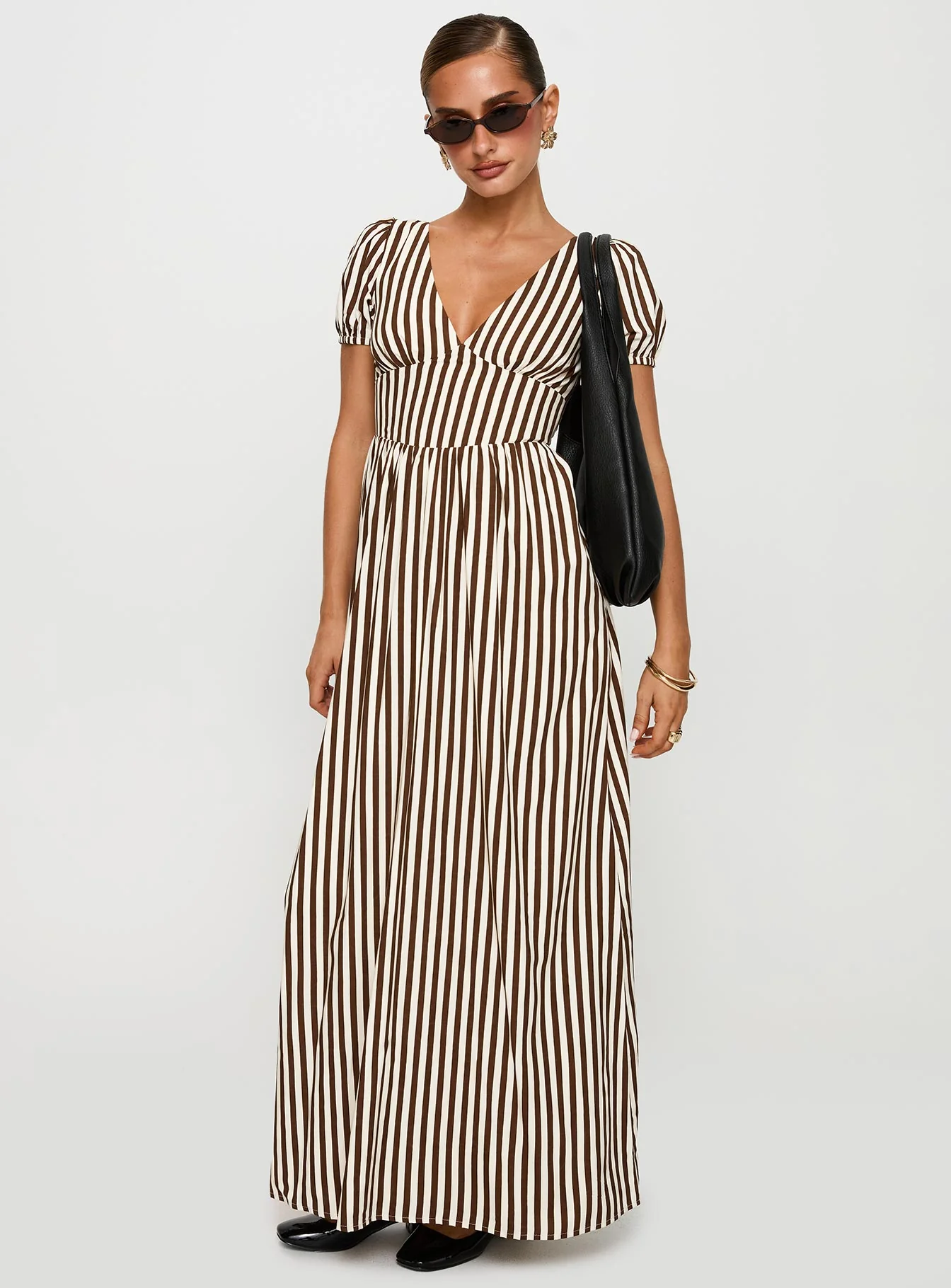 Collyns Maxi Dress Beige Pinstripe
