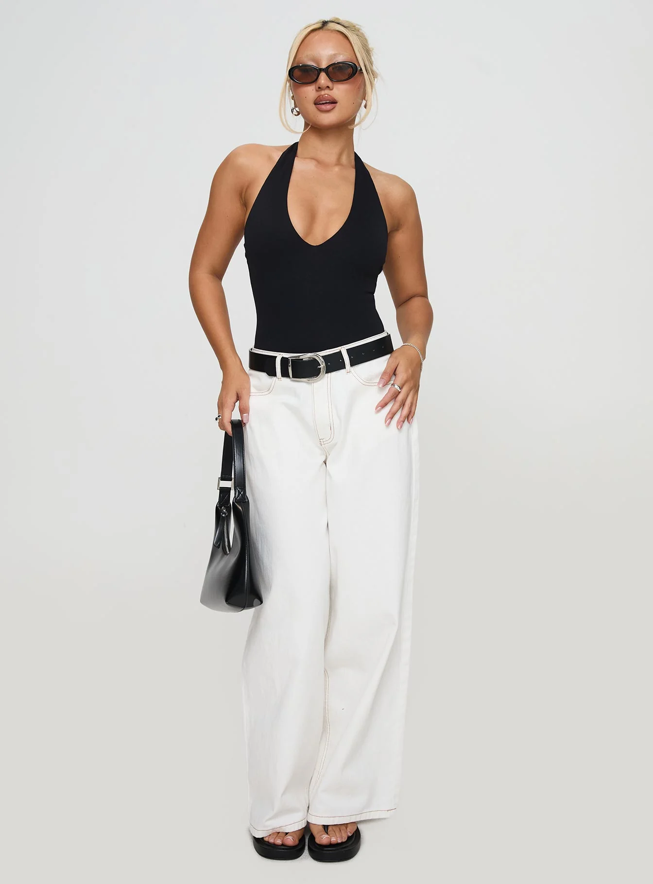 Someone New Halter Bodysuit Black Tall