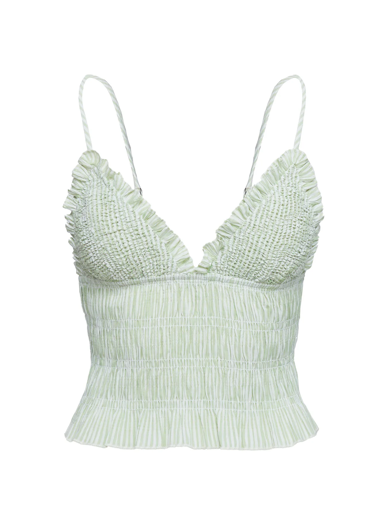 Marilou Shirred Top Green Stripe