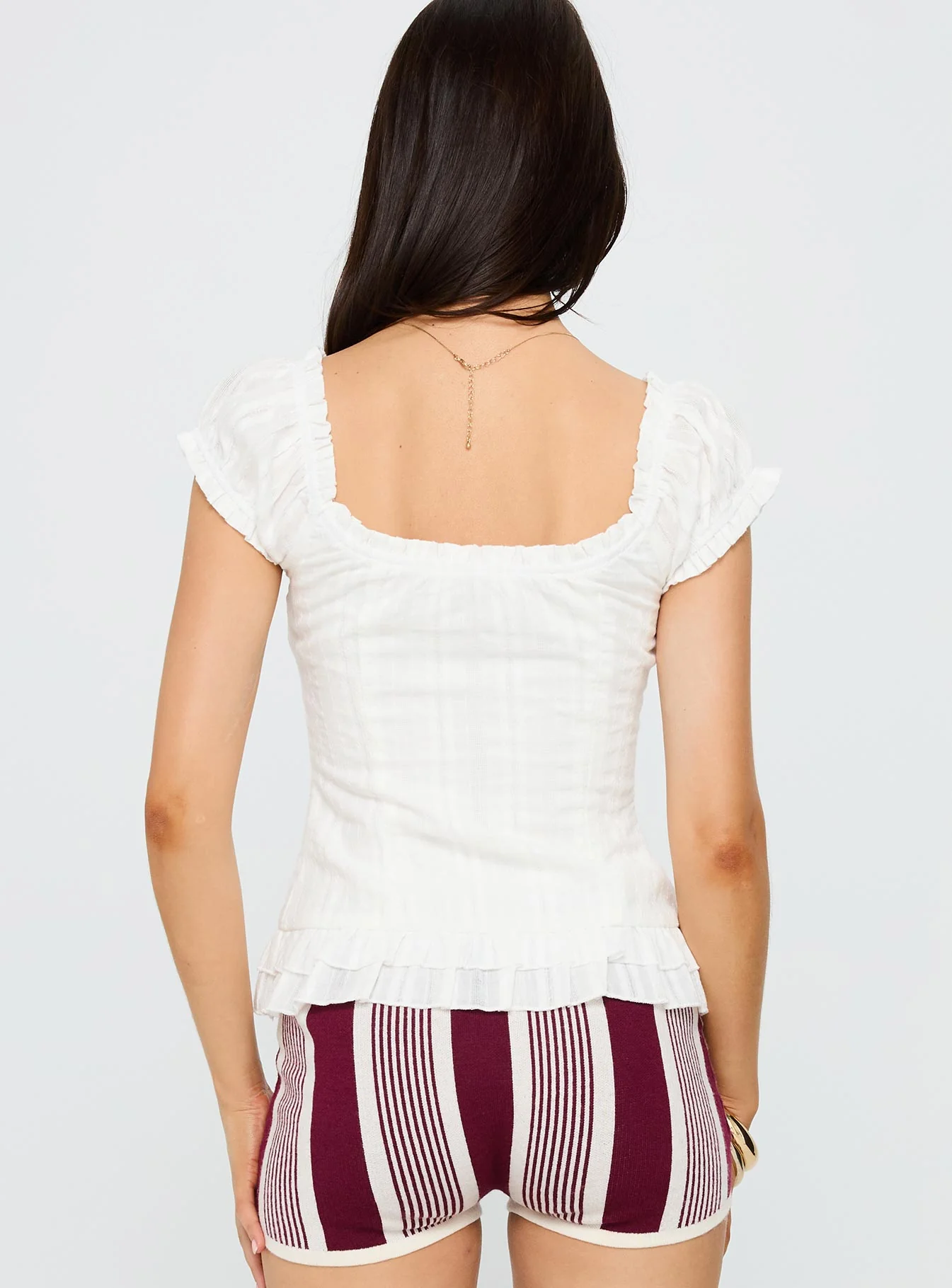 Suiter Frill Detail Top White