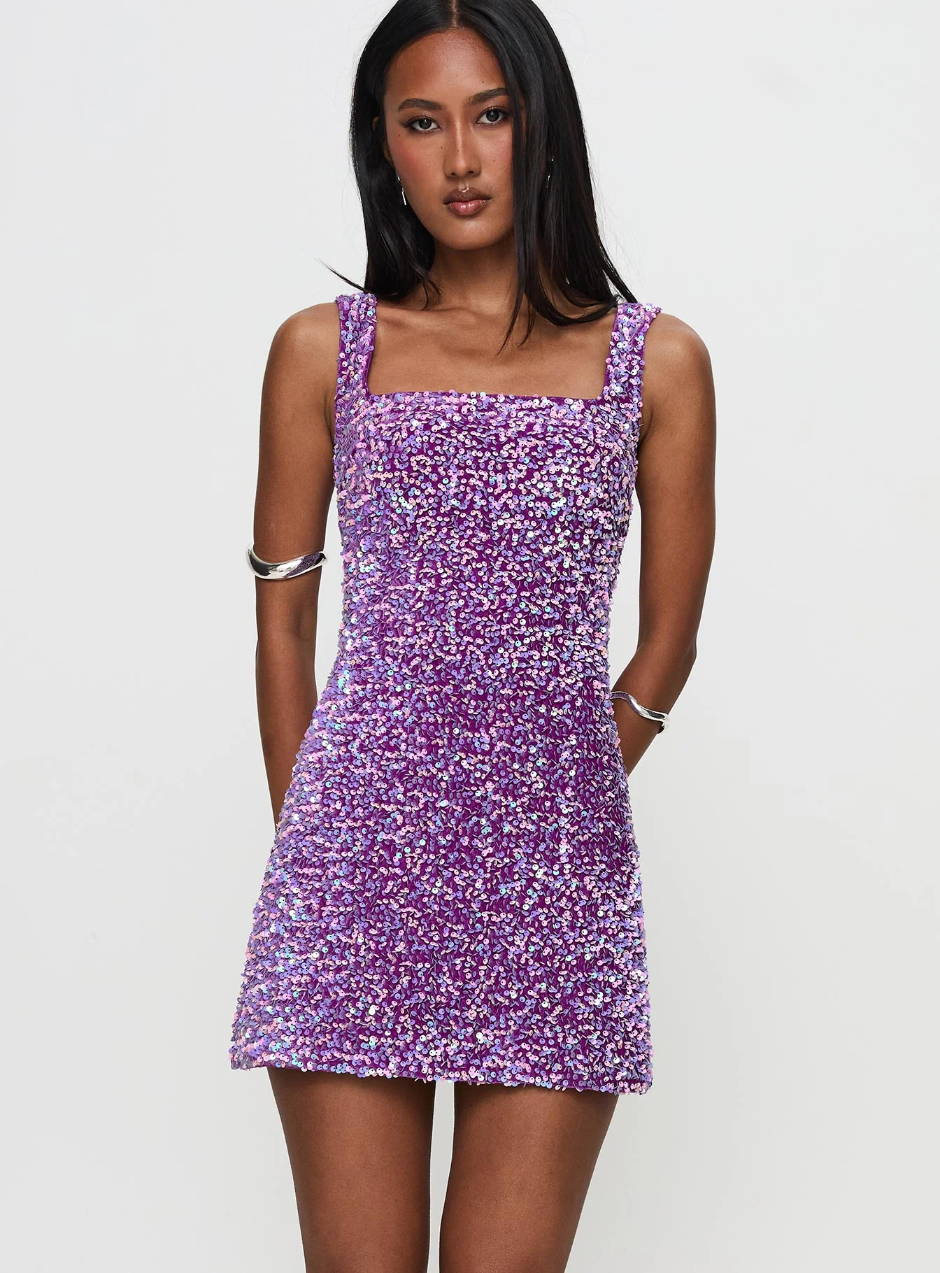 Miss Me Sequin Mini Dress Purple