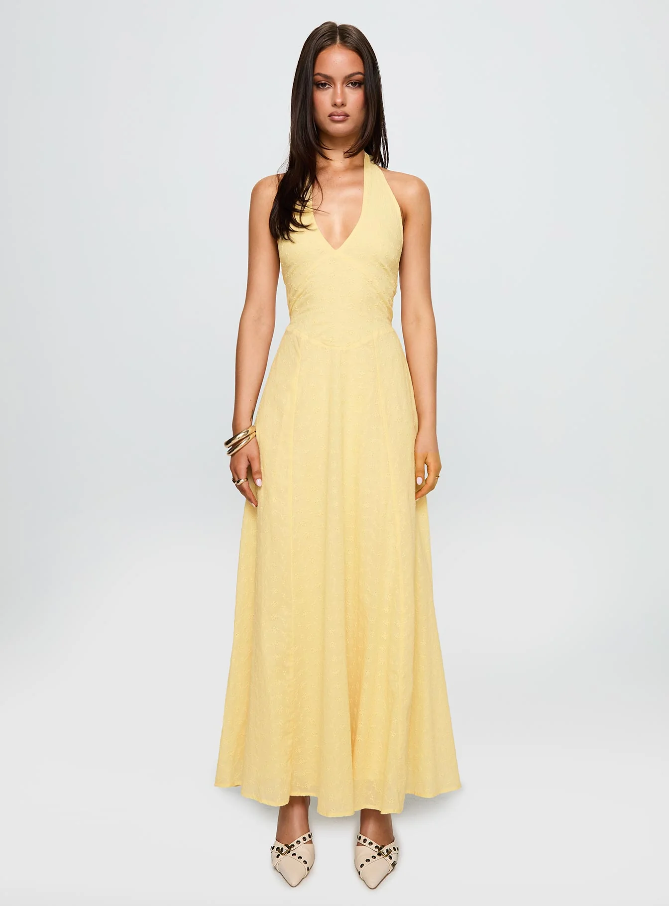 Summer State Halter Maxi Dress Yellow