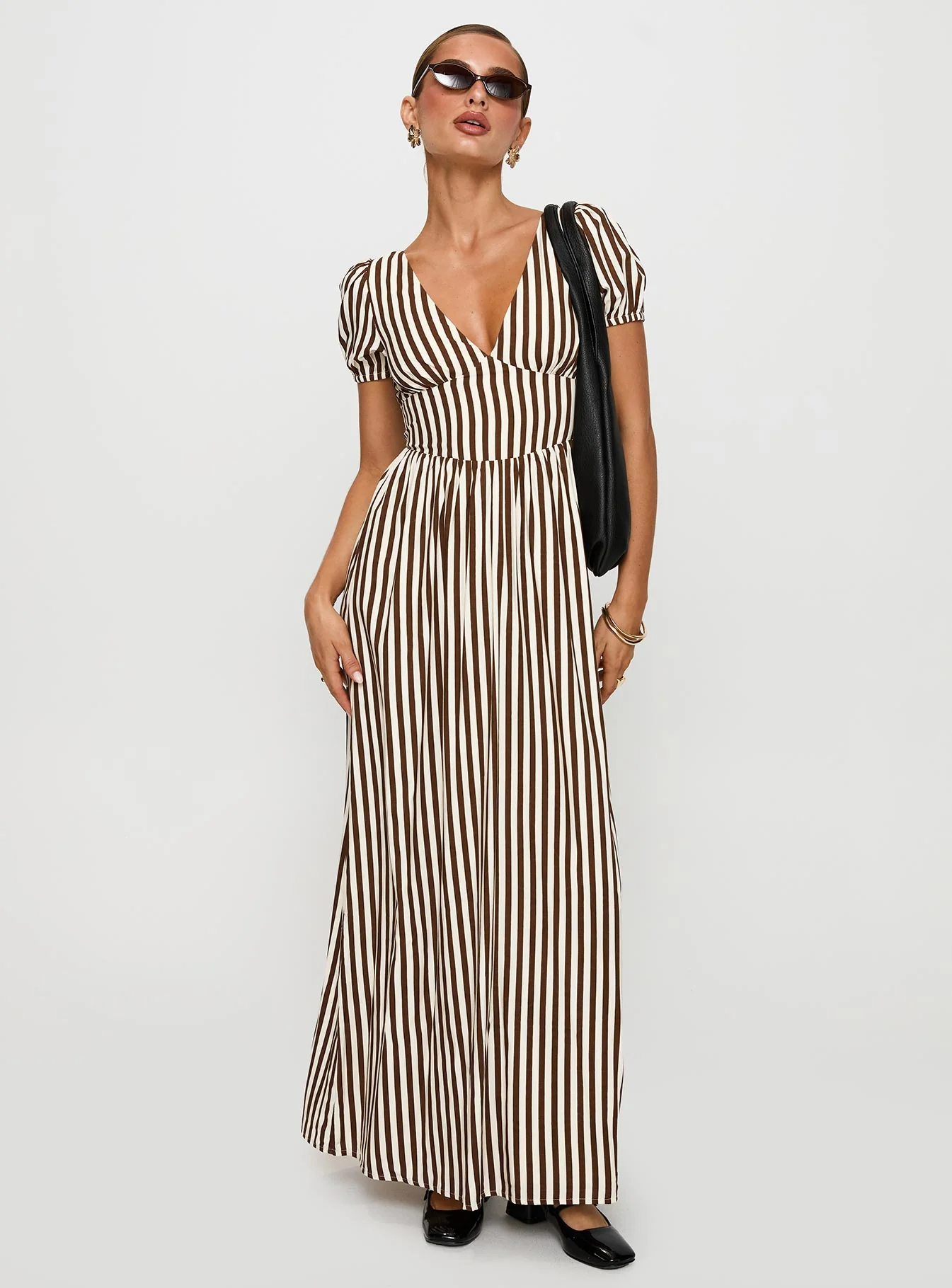 Collyns Maxi Dress Beige Pinstripe