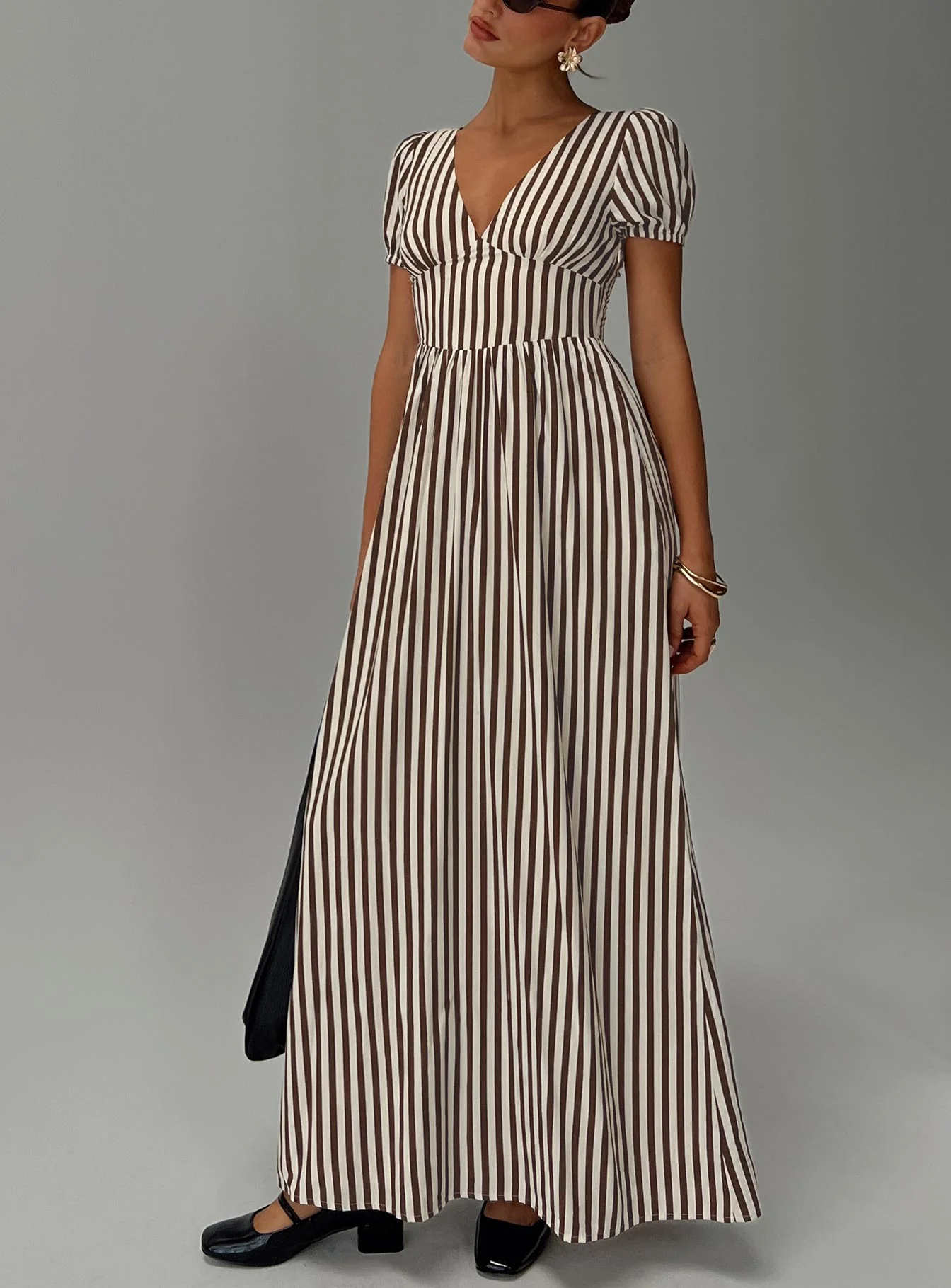 Collyns Maxi Dress Beige Pinstripe