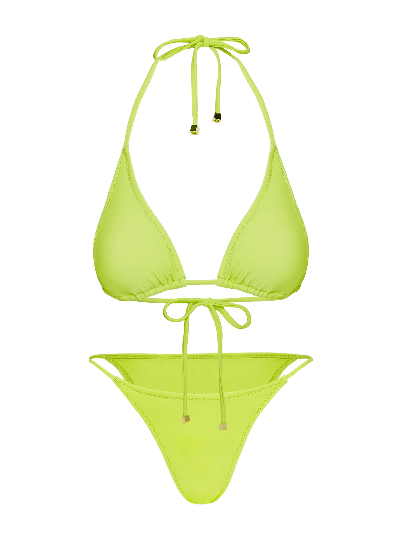 Palm Trees Triangle Bikini Top Green