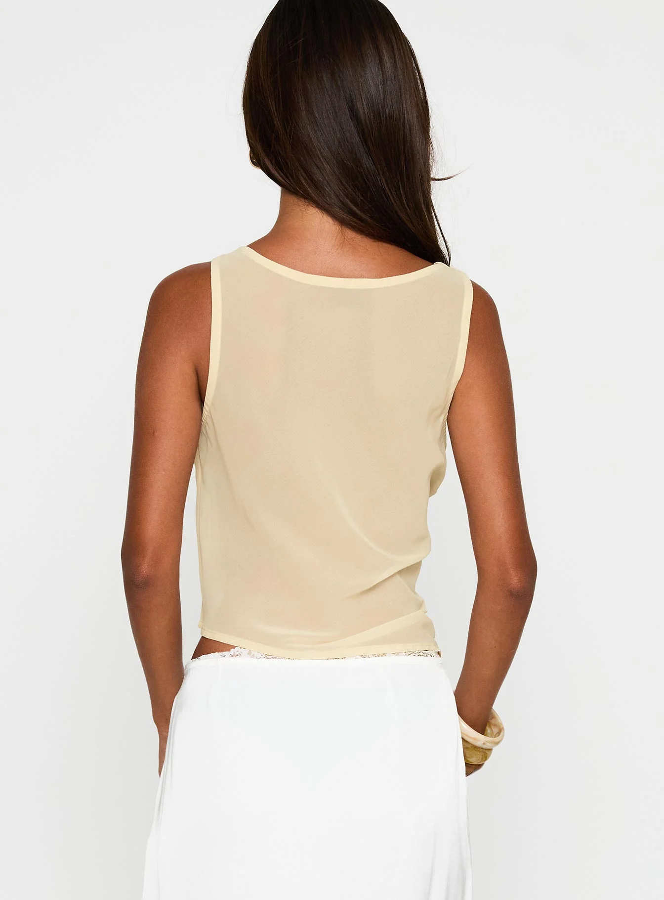 Pretty Little Fears Cowl Neck Top Beige