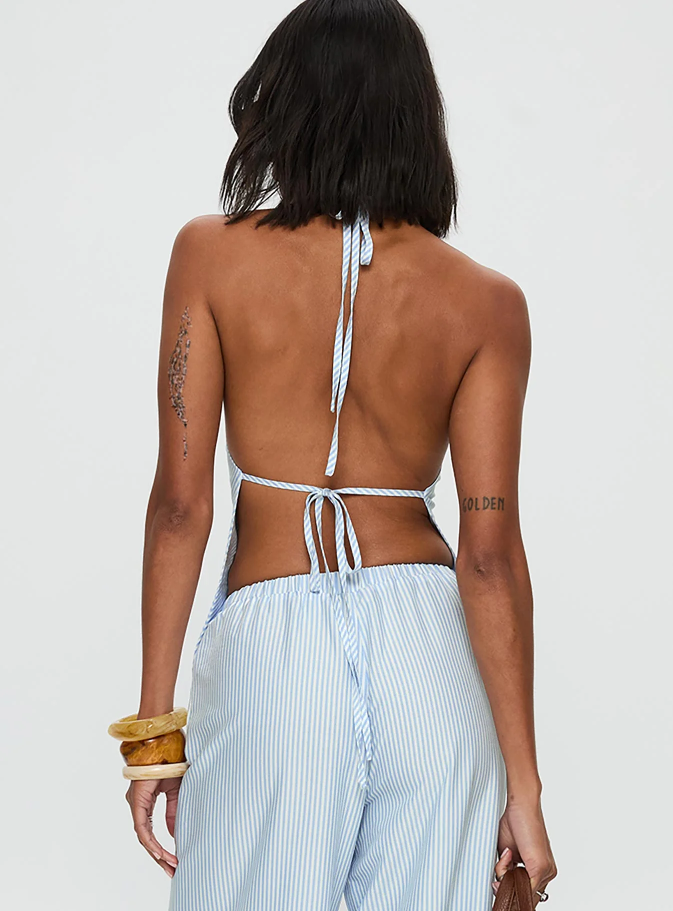 Summer Too Hot Cowl Neck Top Blue Stripe