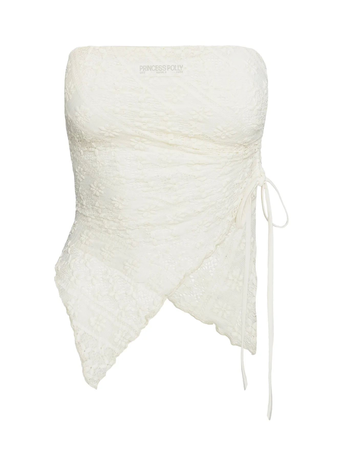 More Dimes Asymmetrical Strapless Top Cream