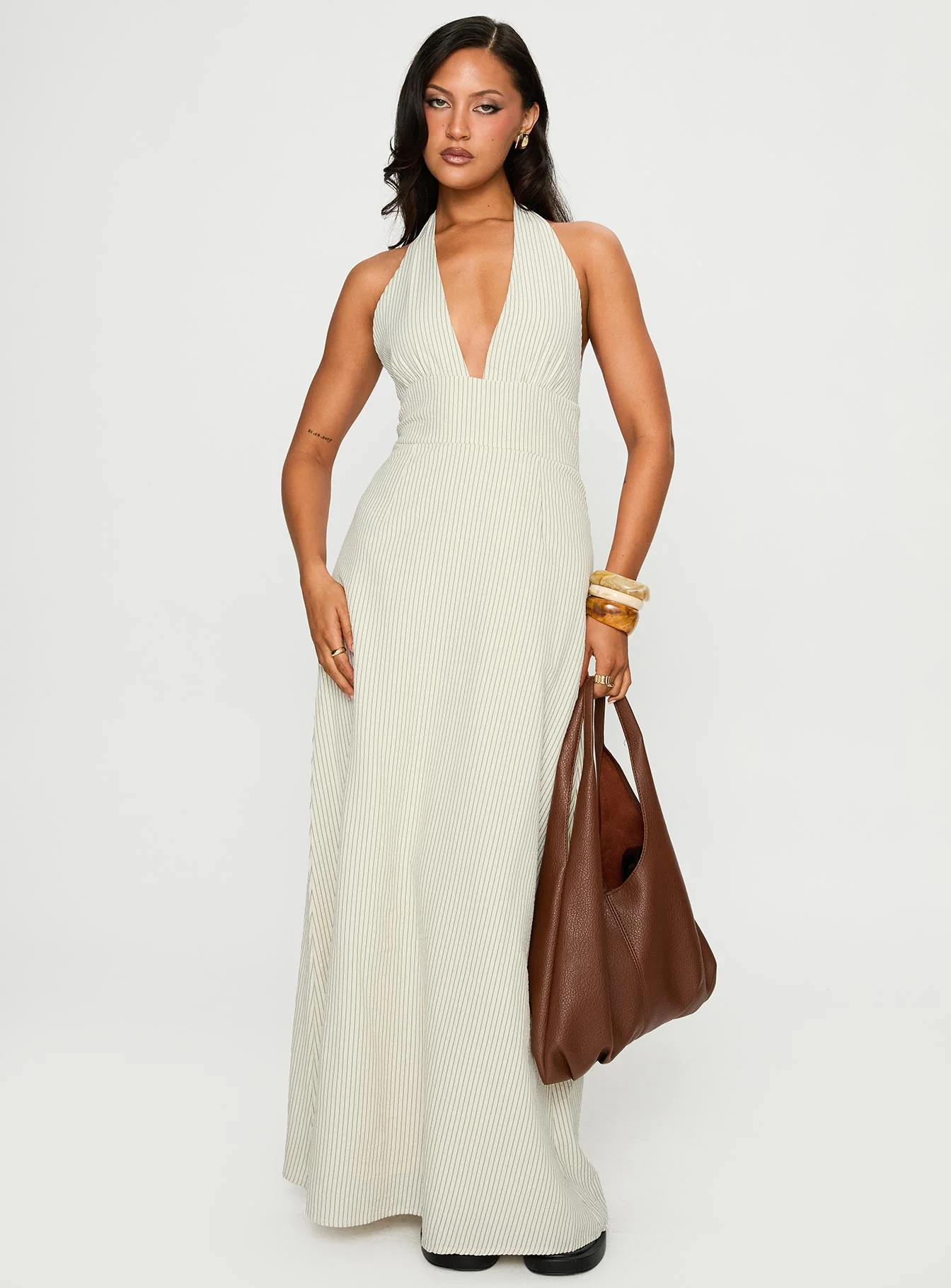 Caralyn Halter Maxi Dress Multi Stripe