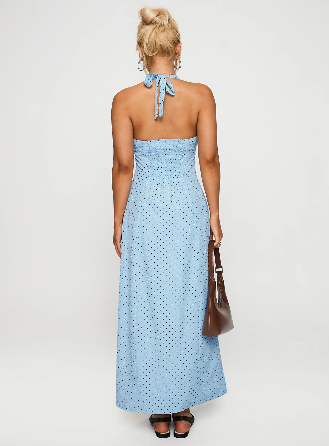 Mallorie Halter Maxi Dress Blue / Black Polka