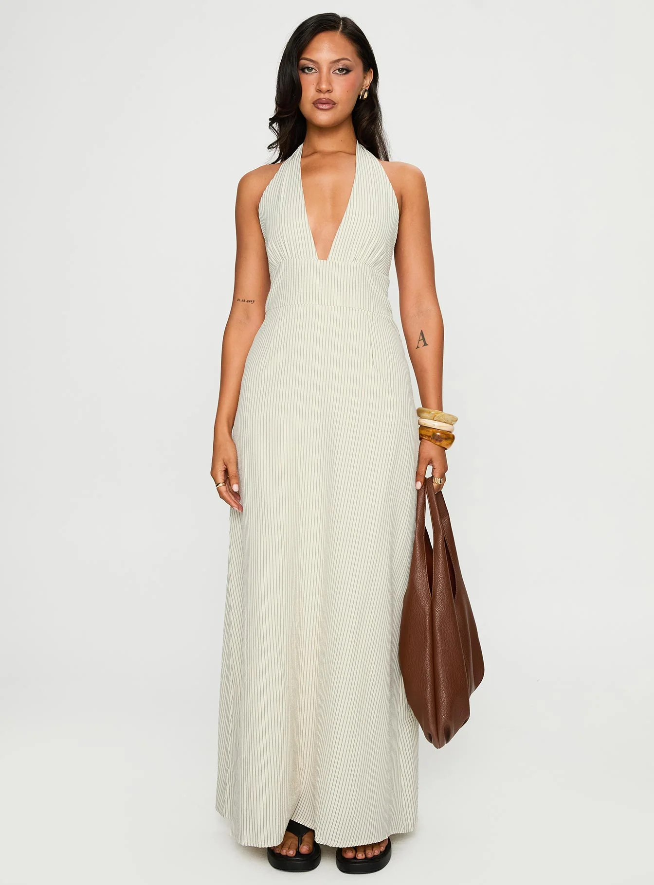 Caralyn Halter Maxi Dress Multi Stripe