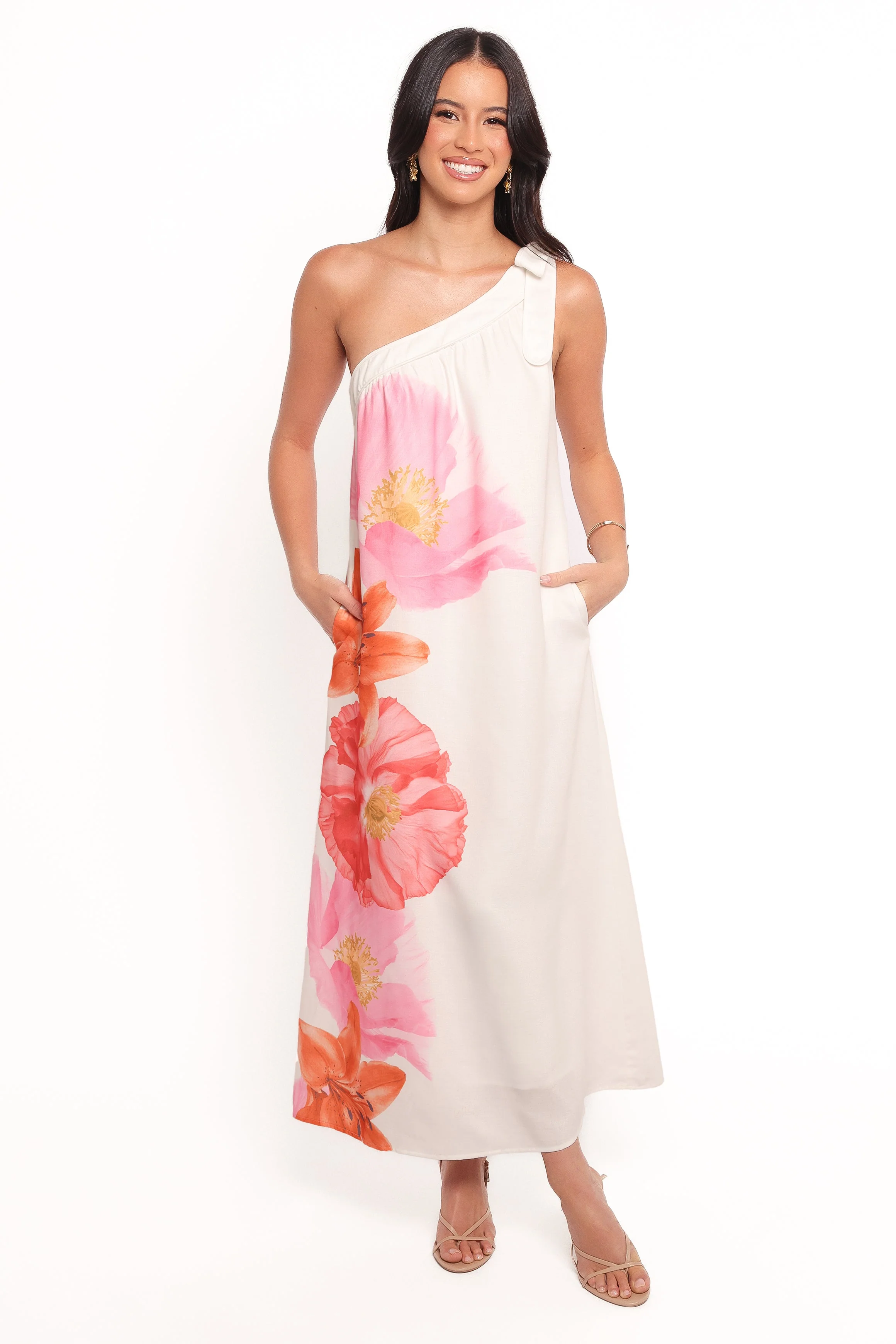 Charlize Maxi Dress - White Pink