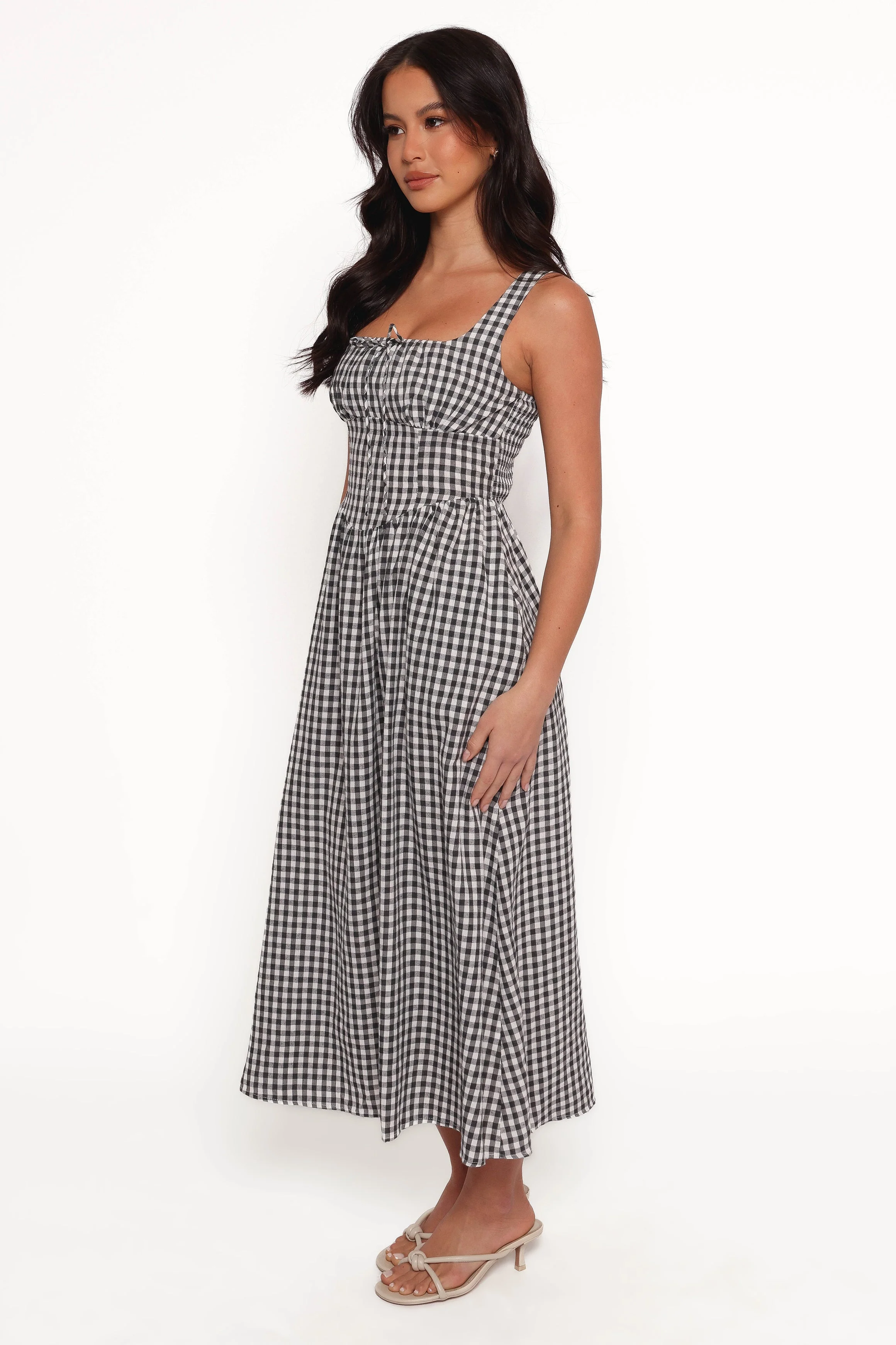 Kinslee Midi Dress - Black Gingham