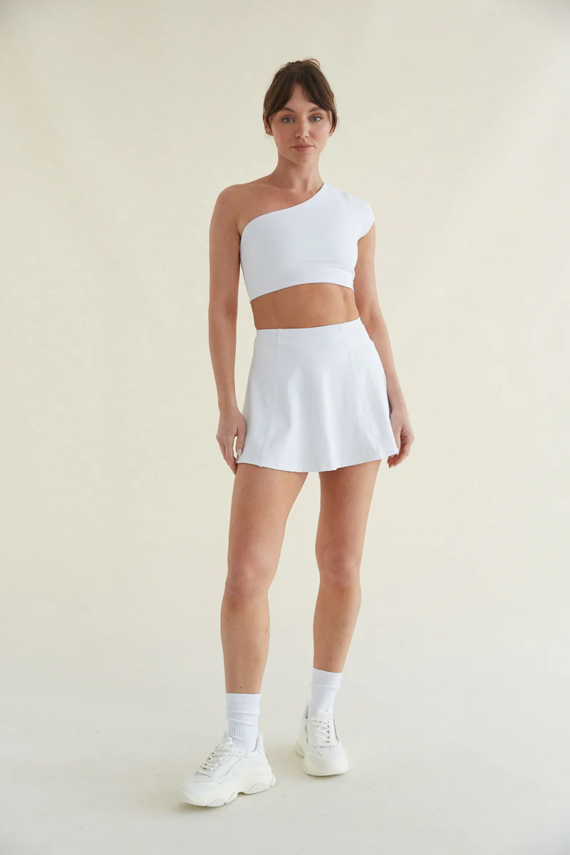 Mia Smoothing One Shoulder Crop Top in White