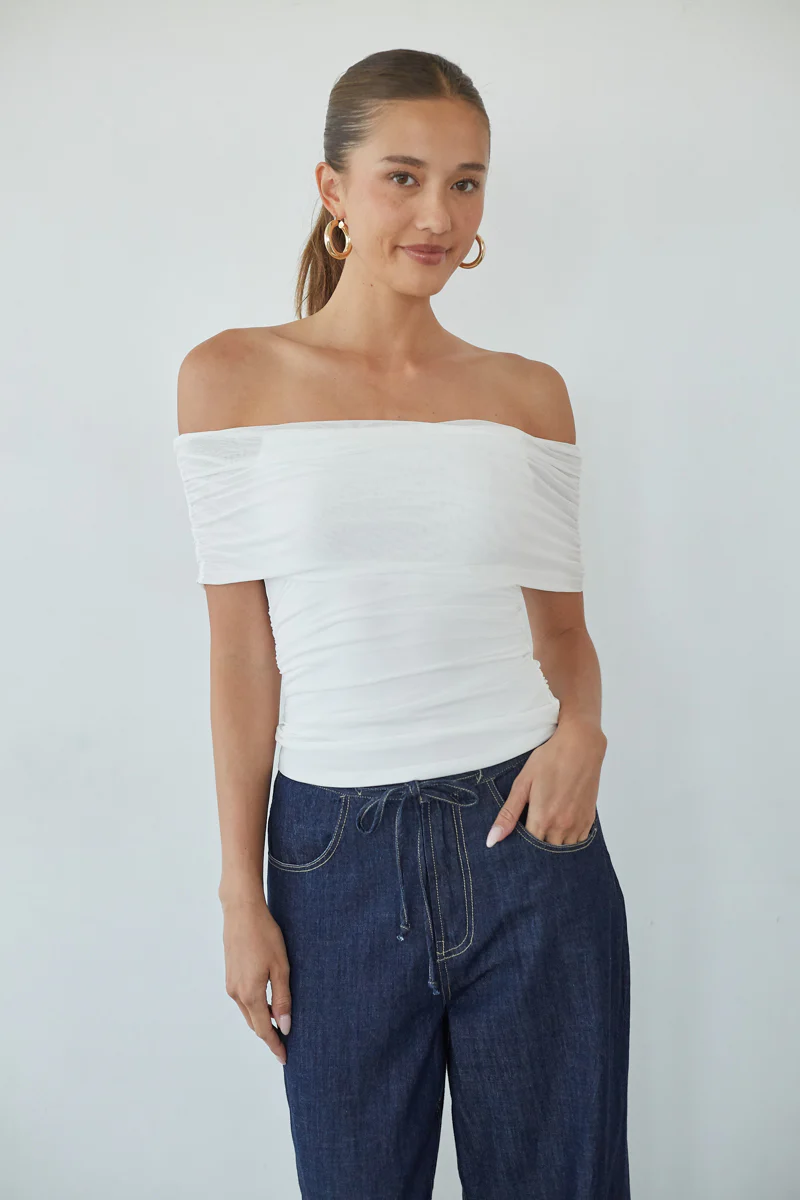 Vada Off the Shoulder Mesh Top