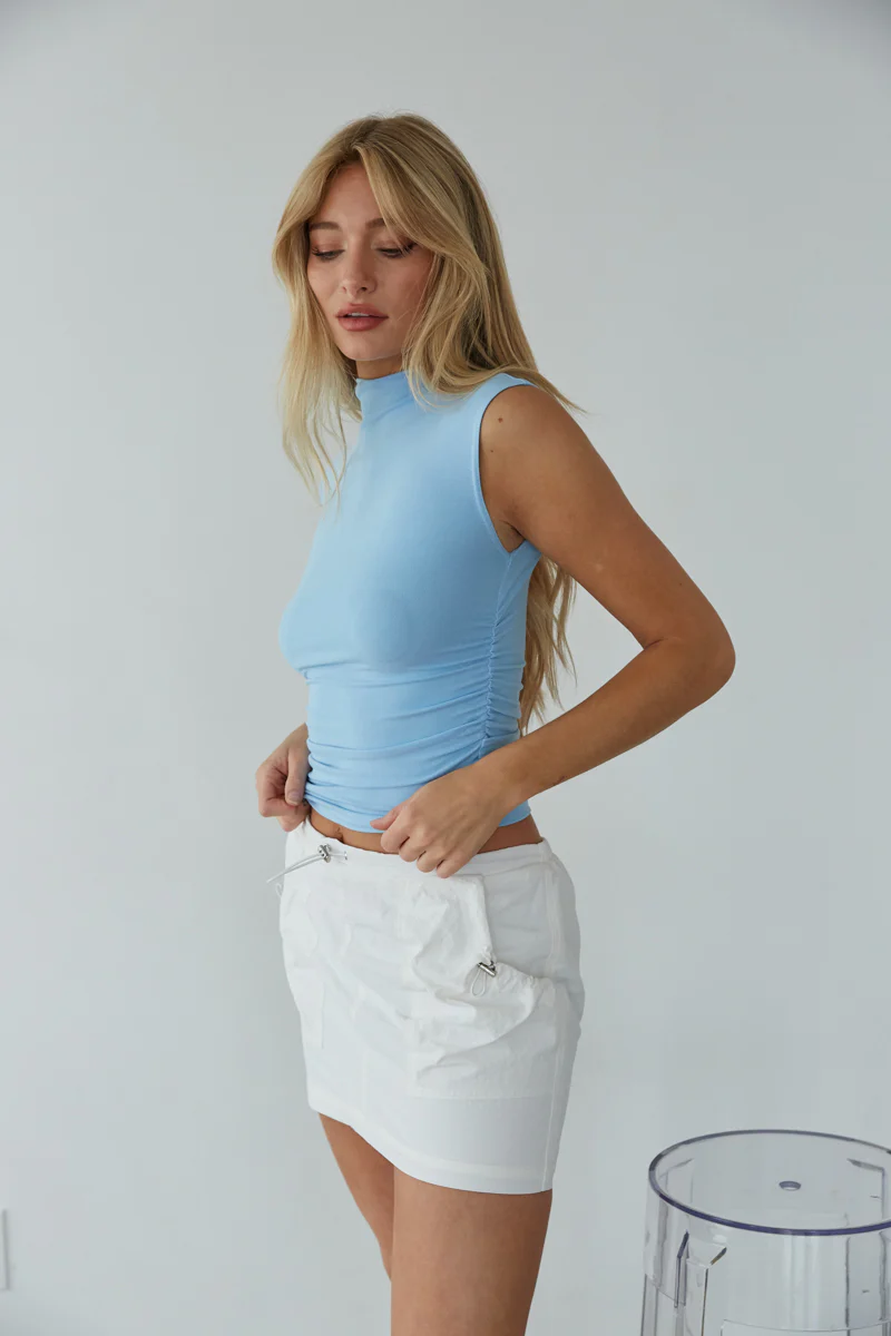 Taylor Ruched High Neck Tank Top