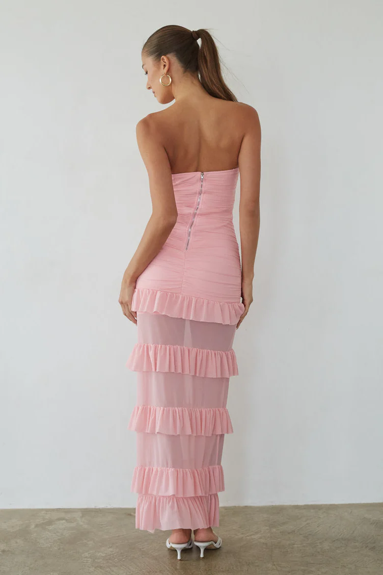Joss Mesh Ruffle Maxi Dress