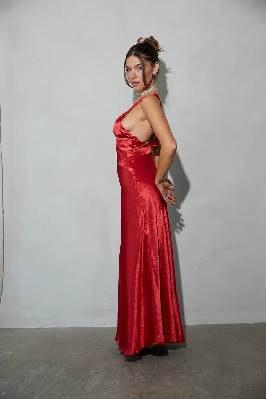 Illianna Open Back Satin Maxi Dress