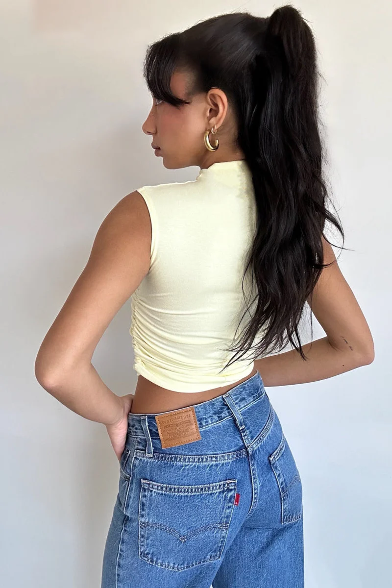 Taylor Ruched High Neck Tank Top