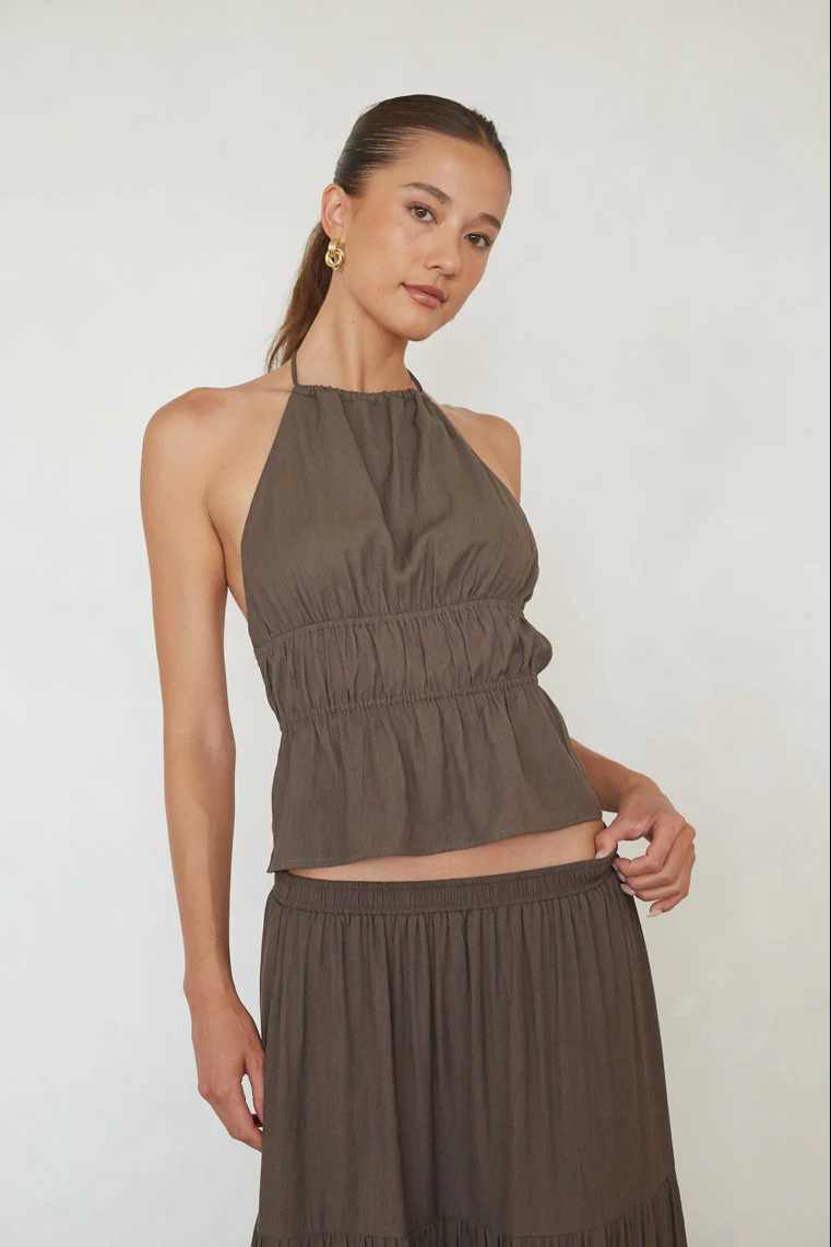 Hope Ruched Open Back Top